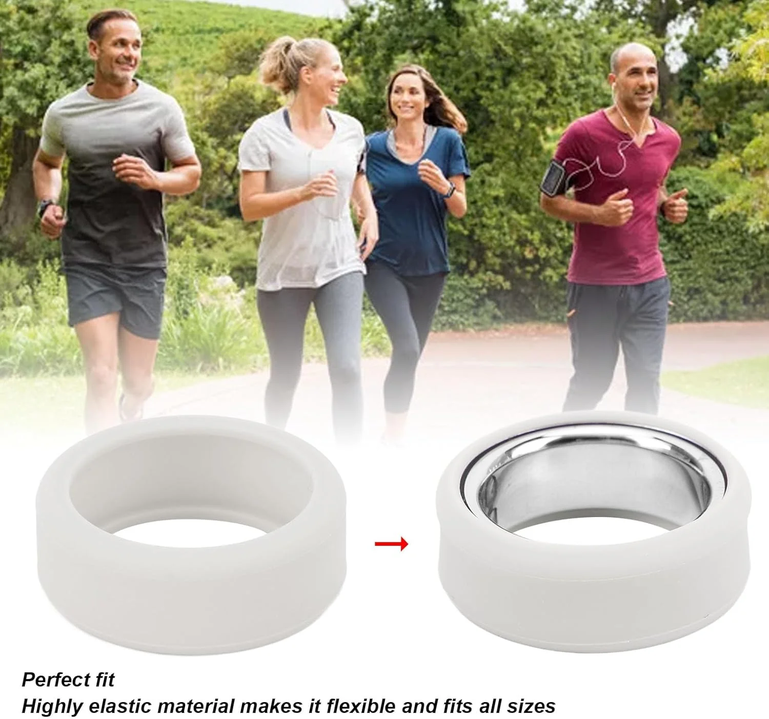 محافظ انگشتر Annadue برای تمرین، روکش انگشتر سیلیکونی الاستیک با نصب آسان، محافظ انگشت سیلیکونی الاستیک برای انگشتر هوشمند سلامت (خاکستری)