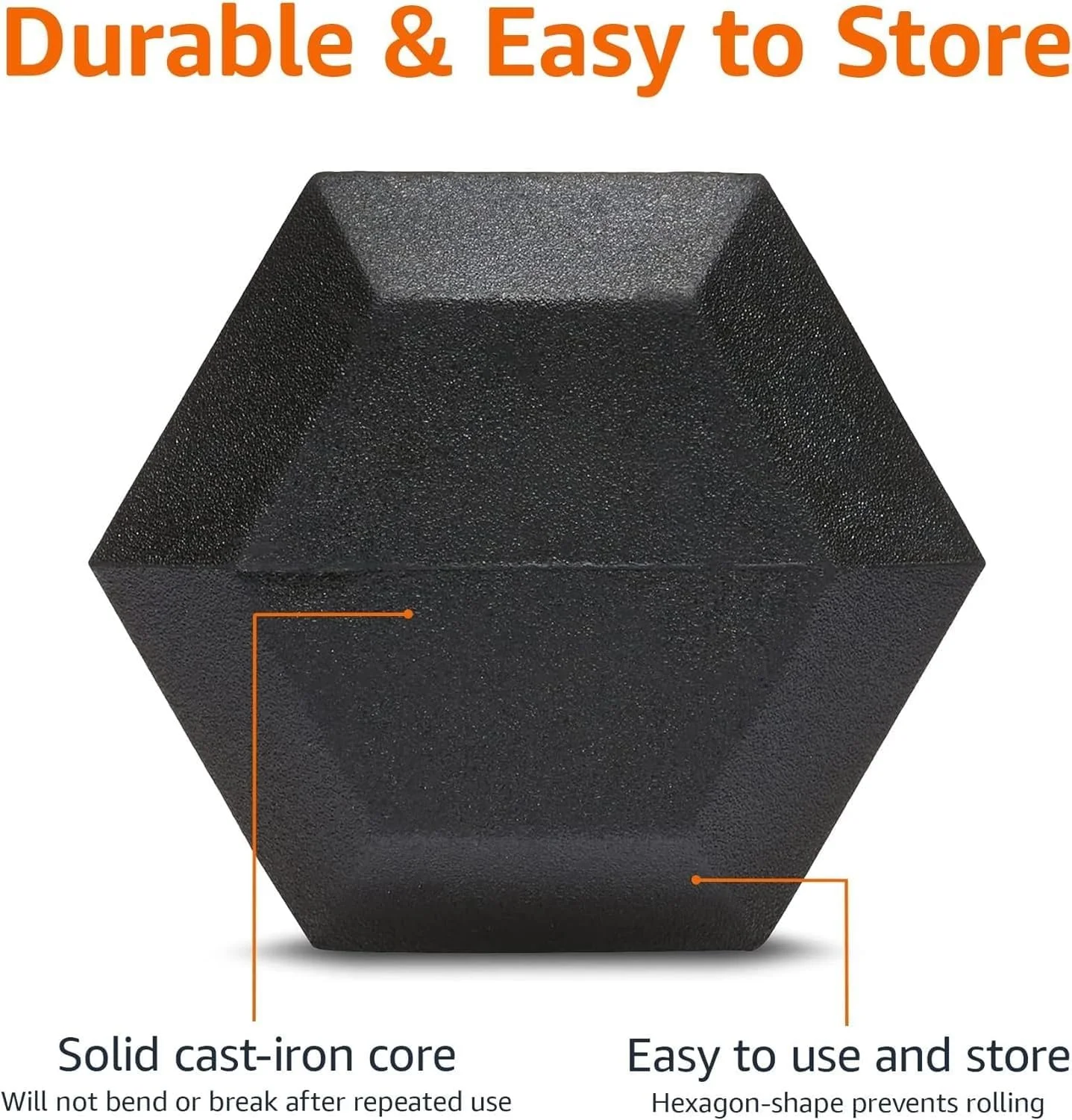 دمبل شش ضلعی روکش دار آمازون بیسیکس، وزنه دستی برای تمرینات قدرتی، 9 کیلوگرم، مشکی