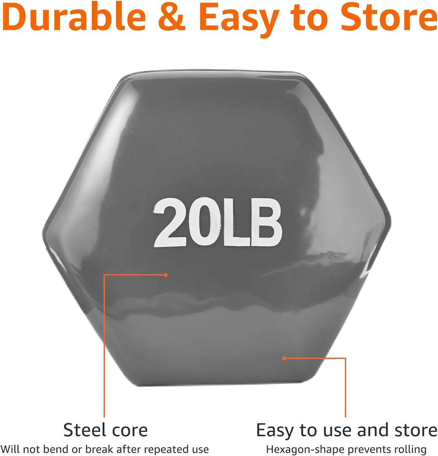 وزنه دمبل دستی آمازون بیسیکس با روکش وینیل طرح شش ضلعی