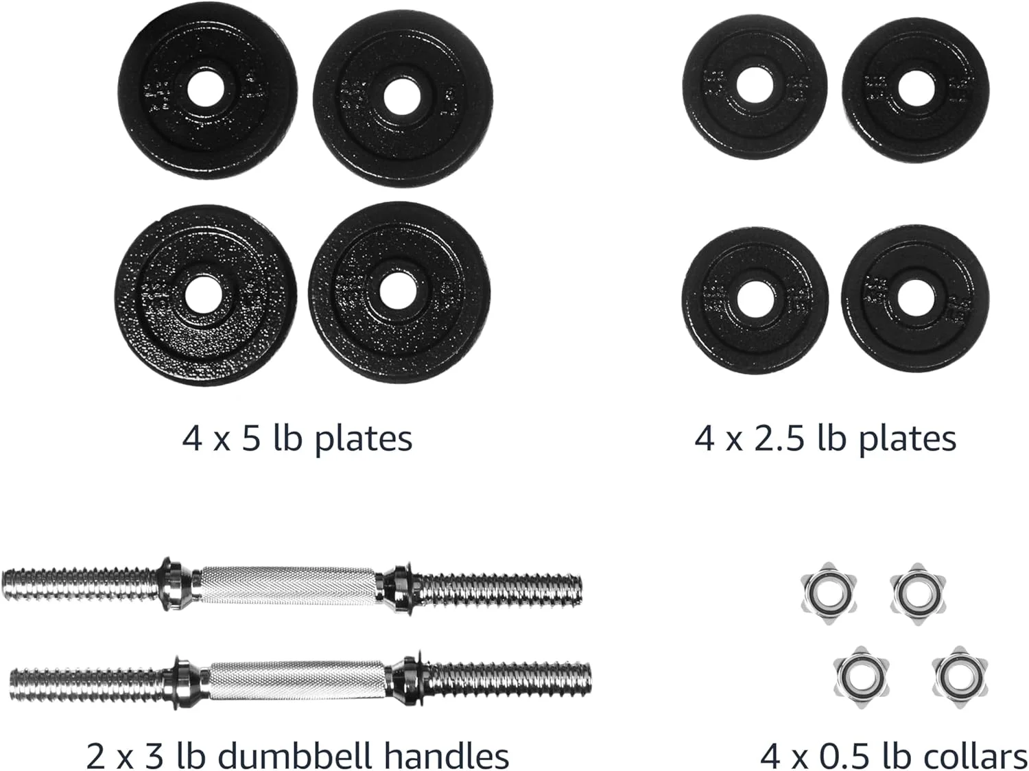 ست دمبل و هالتر قابل تنظیم آمازون بیسیکس با کیف، 17.2 کیلوگرم، مشکی