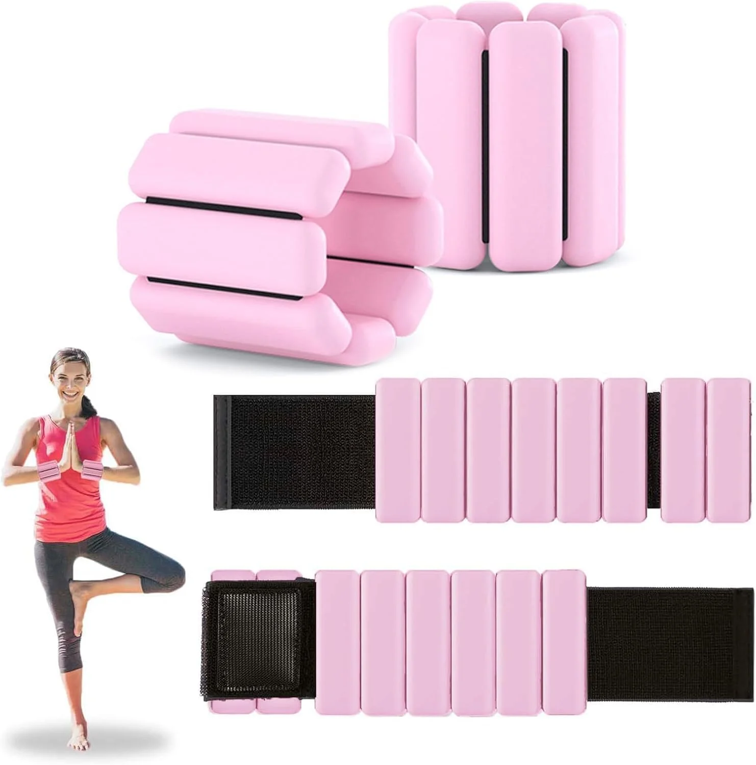 وزنه مچ و ساق قابل تنظیم AM ANNA، 2 عدد (450 گرم هر کدام)، دستبند وزنه دار سیلیکونی با هسته فولادی، ضد آب و ضد عرق، قابل حمل، مچ بند شیک برای تناسب اندام