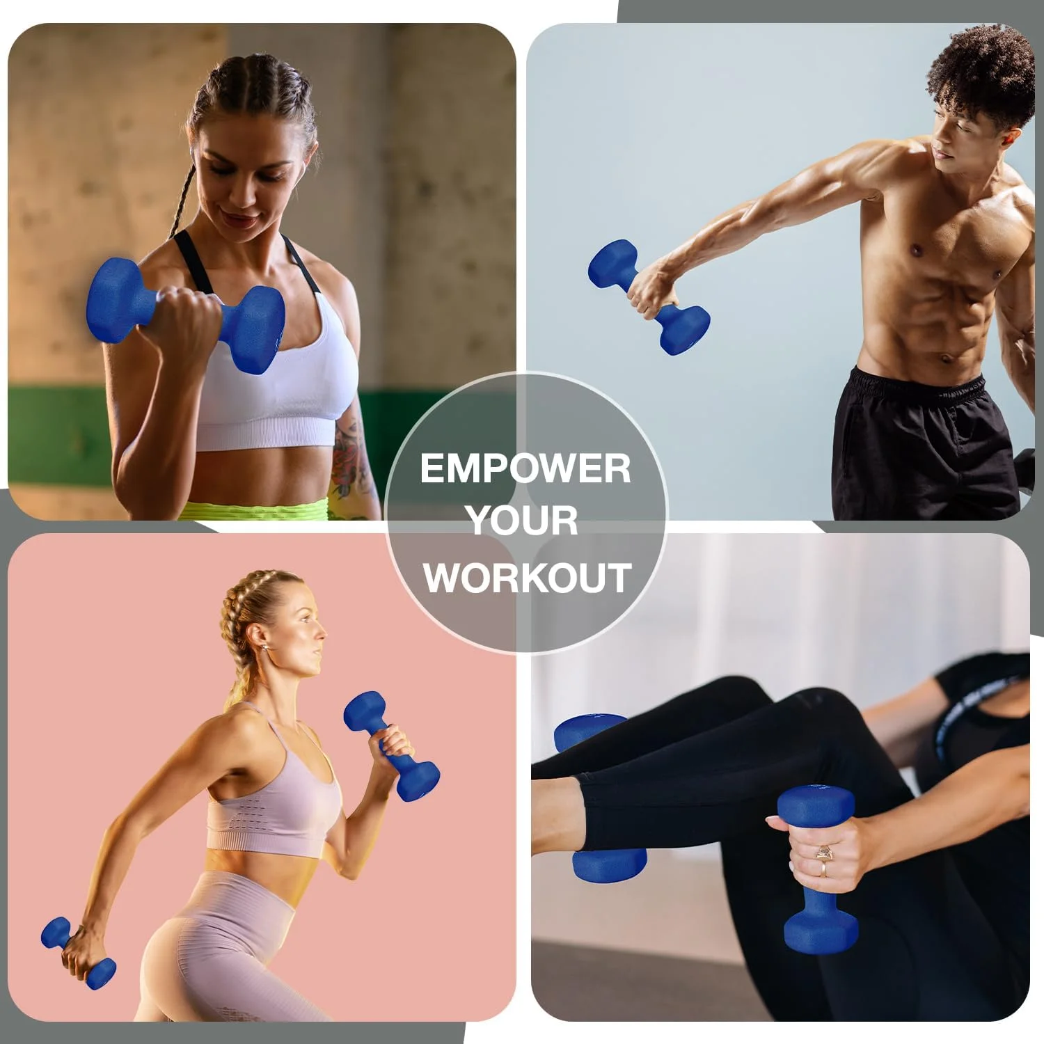 ست دمبل نئوپرن برای تمرینات ورزشی خانگی - تجهیزات ورزشی ضد لغزش برای پیلاتس، کاردیو، تمرین - دمبل های شش ضلعی ضد عرق در وزن های 1 کیلوگرم 2 کیلوگرم 3 کیلوگرم 4 کیلوگرم 5 کیلوگرم به صورت جفتی