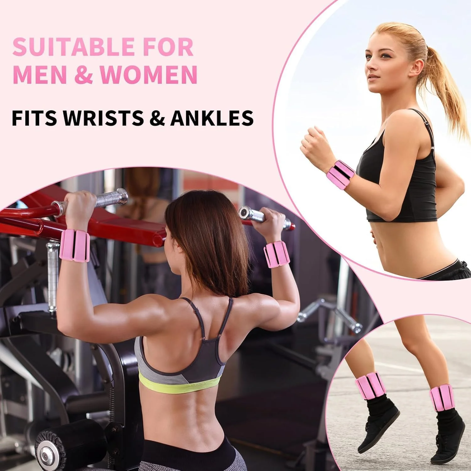 وزنه مچ و ساق قابل تنظیم AM ANNA، 2 عدد (450 گرم هر کدام)، دستبند وزنه دار سیلیکونی با هسته فولادی، ضد آب و ضد عرق، قابل حمل، مچ بند شیک برای تناسب اندام