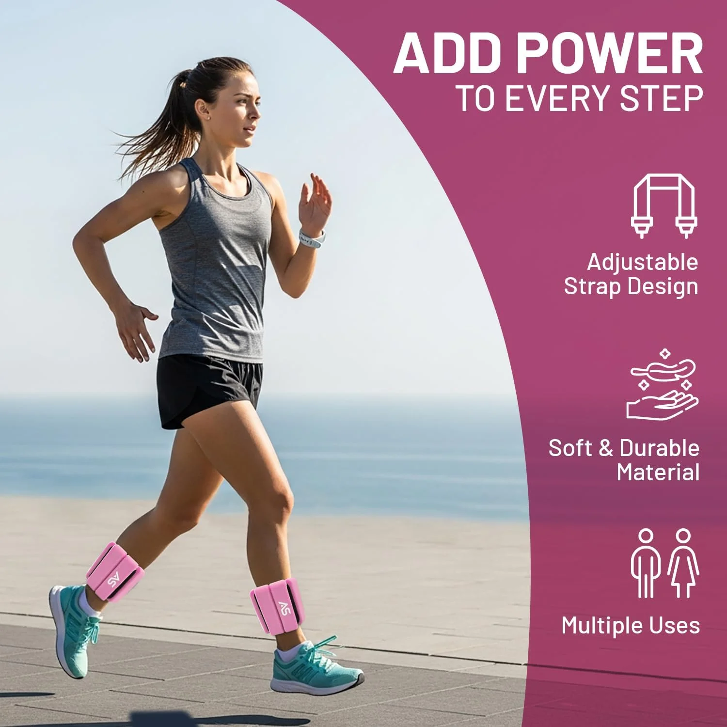 وزنه های مچ پا قابل تنظیم برای زنان و مردان - وزنه های راحت پا و مچ دست برای پیاده روی، دویدن آرام، دویدن، تناسب اندام، یوگا، ایروبیک، کاردیو، تمرینات قدرتی و تمرینات خانگی