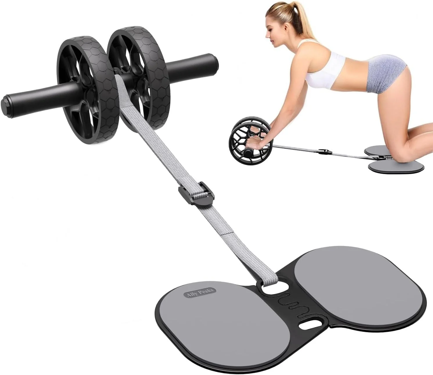 غلتک شکم با مقاومت قابل تنظیم، تجهیزات تمرینات شکم و هسته بدن با برگشت خودکار برای مبتدیان، تمام سطوح و تمرینات قدرتی جداشدنی پس از خستگی با پد زانو. غلتک شکم برای آقایان و بانوان