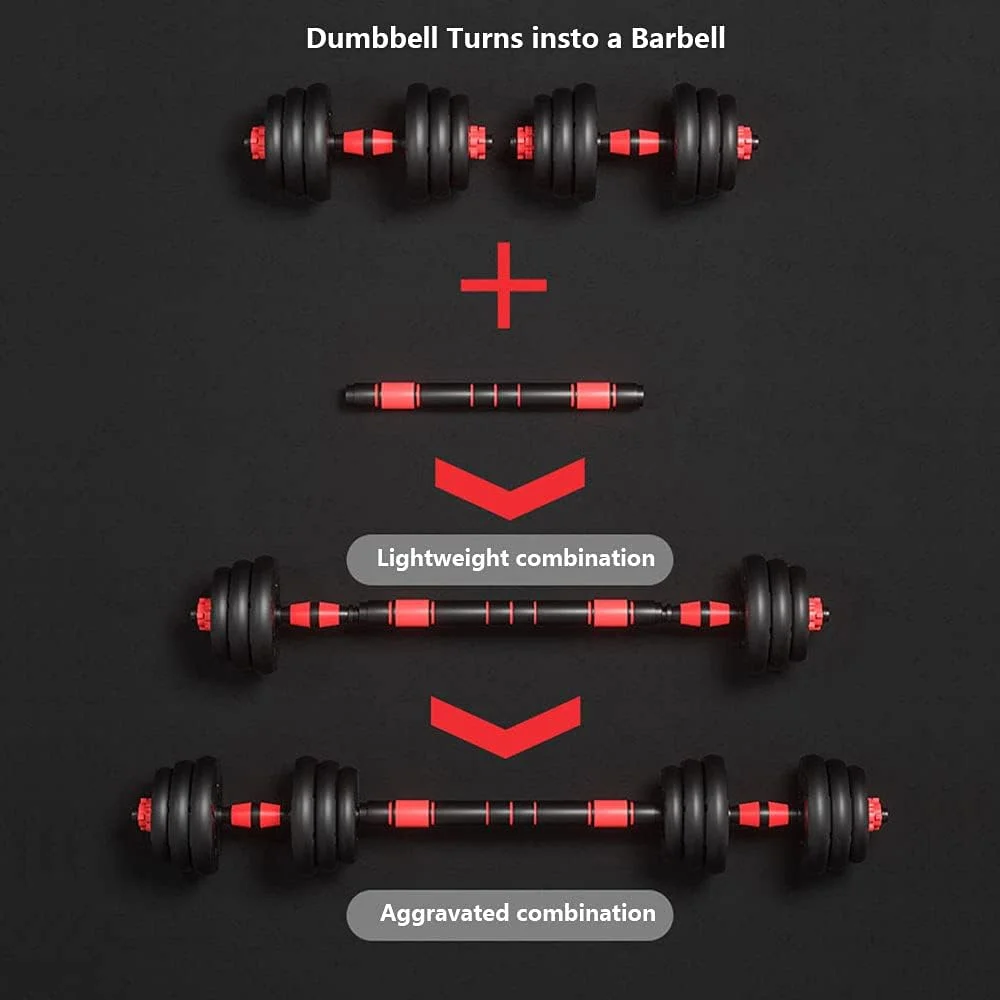 ست دمبل و هالتر وزنه، ست دمبل وزنه قابل تنظیم 3 در 1 با میله اتصال، ست وزنه ورزشی تناسب اندام خانگی تمرین برای مردان و زنان