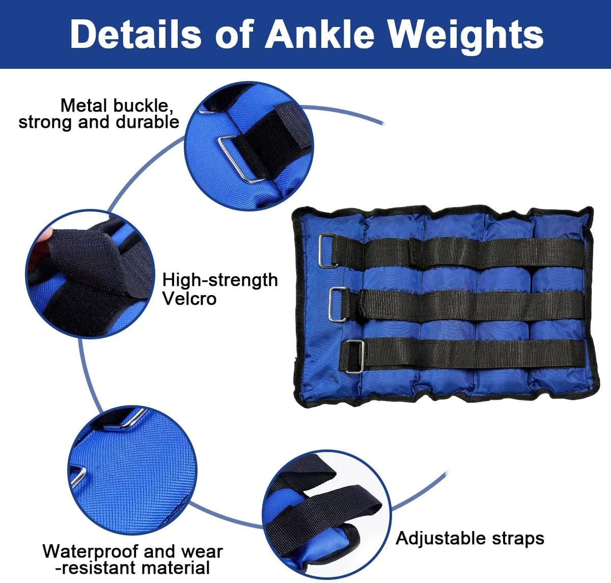 وزنه مچ پا با طول قابل تنظیم 2 عددی، بند وزنه پا پوشیدنی 4 کیلوگرمی، ست کیسه شن ضد آب وزن دار با بندهای قابل تنظیم برای زنان، مردان، کودکان، ورزش خانگی، دویدن، ایروبیک، 8 کیلوگرم