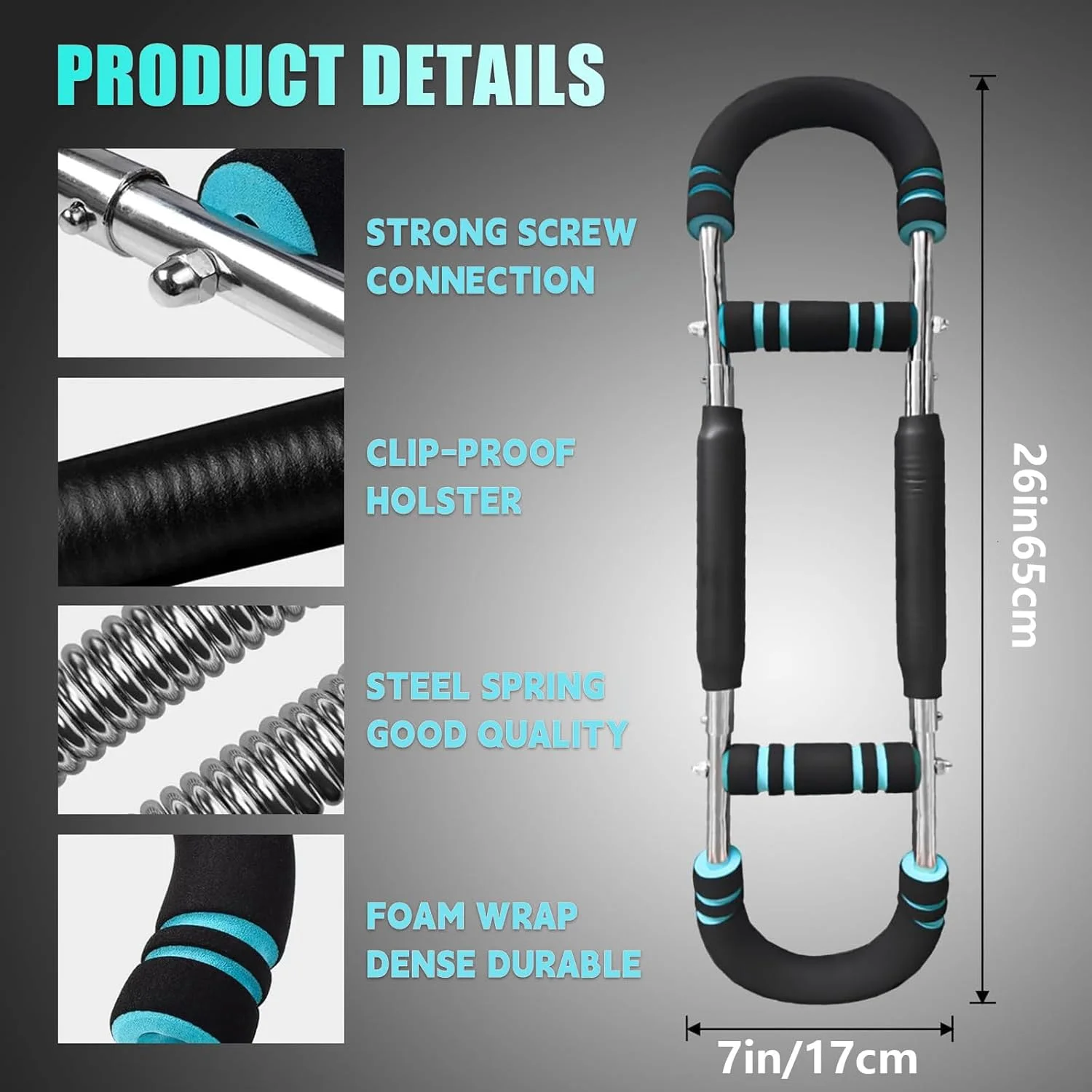 تقویت کننده بازو چرخشی، تجهیزات تمرین سینه و بازو قابل تنظیم 18-45 کیلوگرمی، میله چرخشی قدرتی با طراحی جداشدنی برای تمرینات قدرتی در خانه، باشگاه و مسافرت