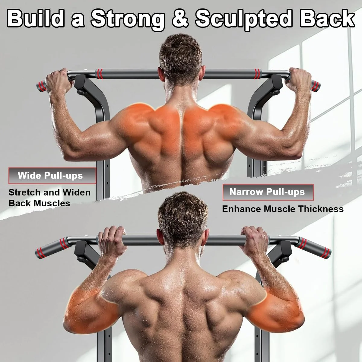 ایستگاه میله بارفیکس و پارالل چند منظوره، دستگاه تمرین قدرتی با پایه پهن، تجهیزات تمرینی ایستاده قابل تنظیم برای تمرینات ورزشی در خانه