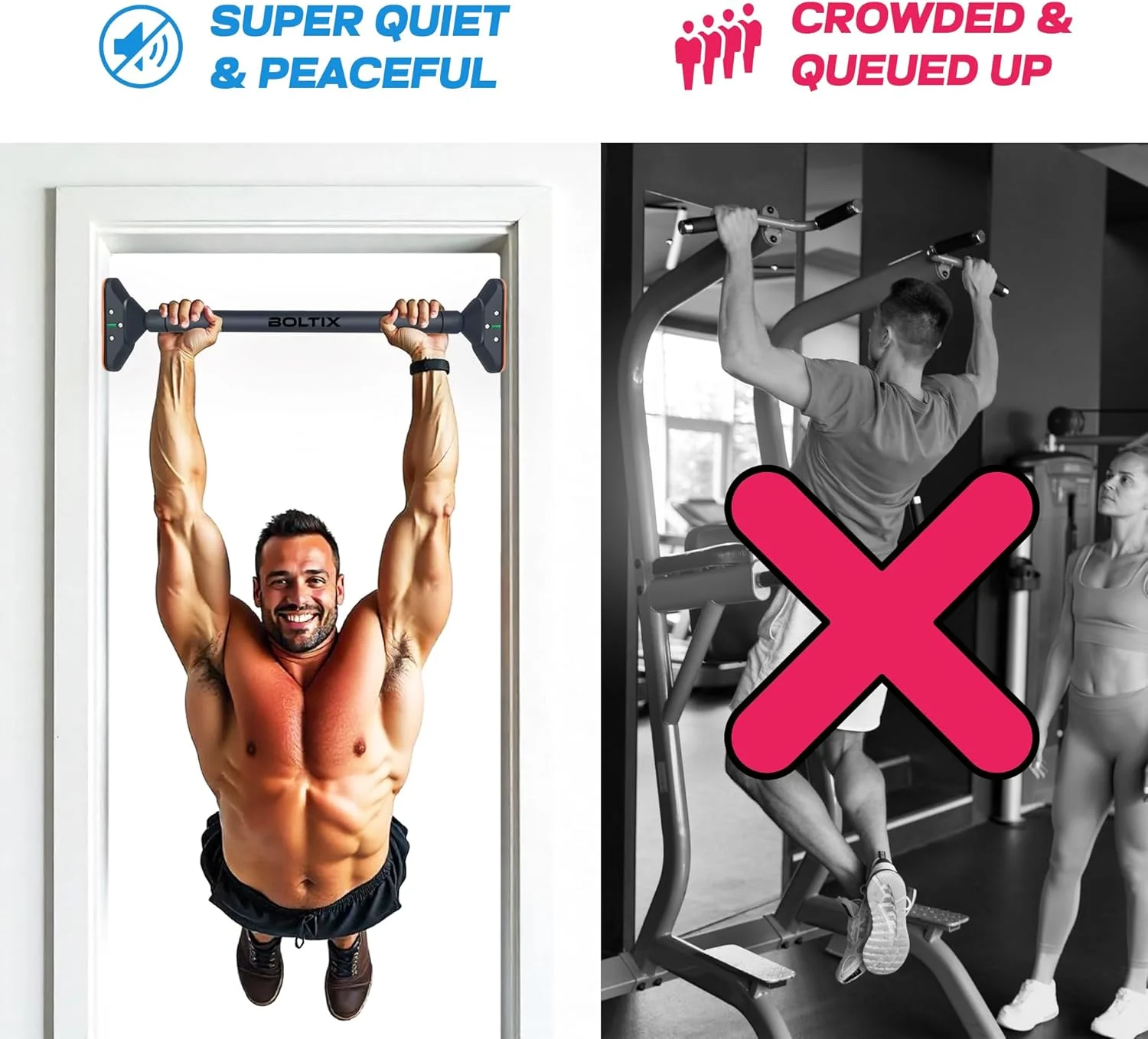 میله بارفیکس خانگی با طول قابل تنظیم، میله آویز برای افزایش قد، بدون پیچ، با دستگیره ضد لغزش، مناسب برای تمرینات بارفیکس، شنا سوئدی و چانه بالا، حداکثر تحمل وزن 200 کیلوگرم، طول 75-94 سانتی متر (مشکی، بسته 2 عددی)