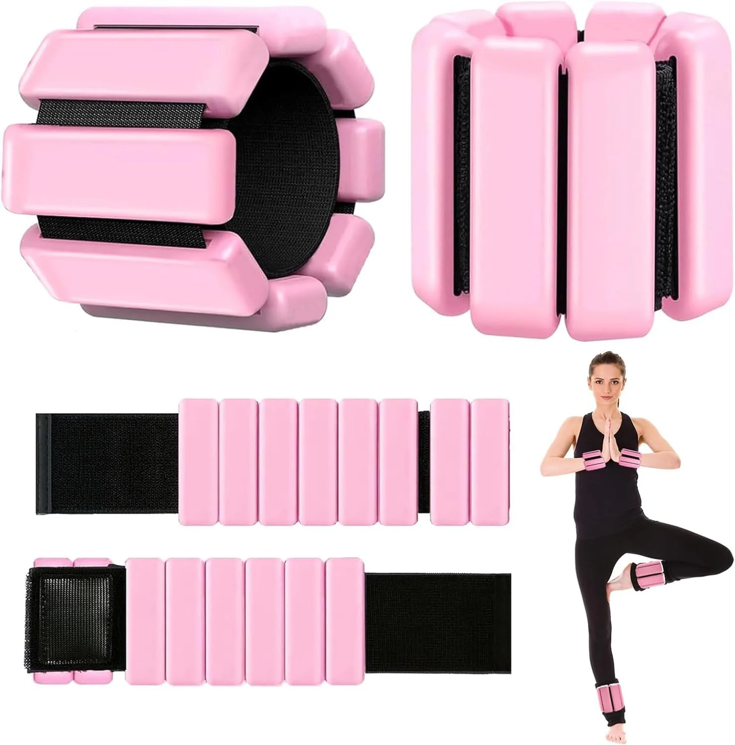 ست حلقه و وزنه مچ دست و مچ پا قابل تنظیم برای پیلاتس، مناسب برای خانم ها و آقایان، ست 2 عددی وزنه بازو و پا (هر کدام 0.5 پوند) برای پیاده روی، یوگا، رقص، بار، باشگاه، ورزش، پیلاتس و دویدن