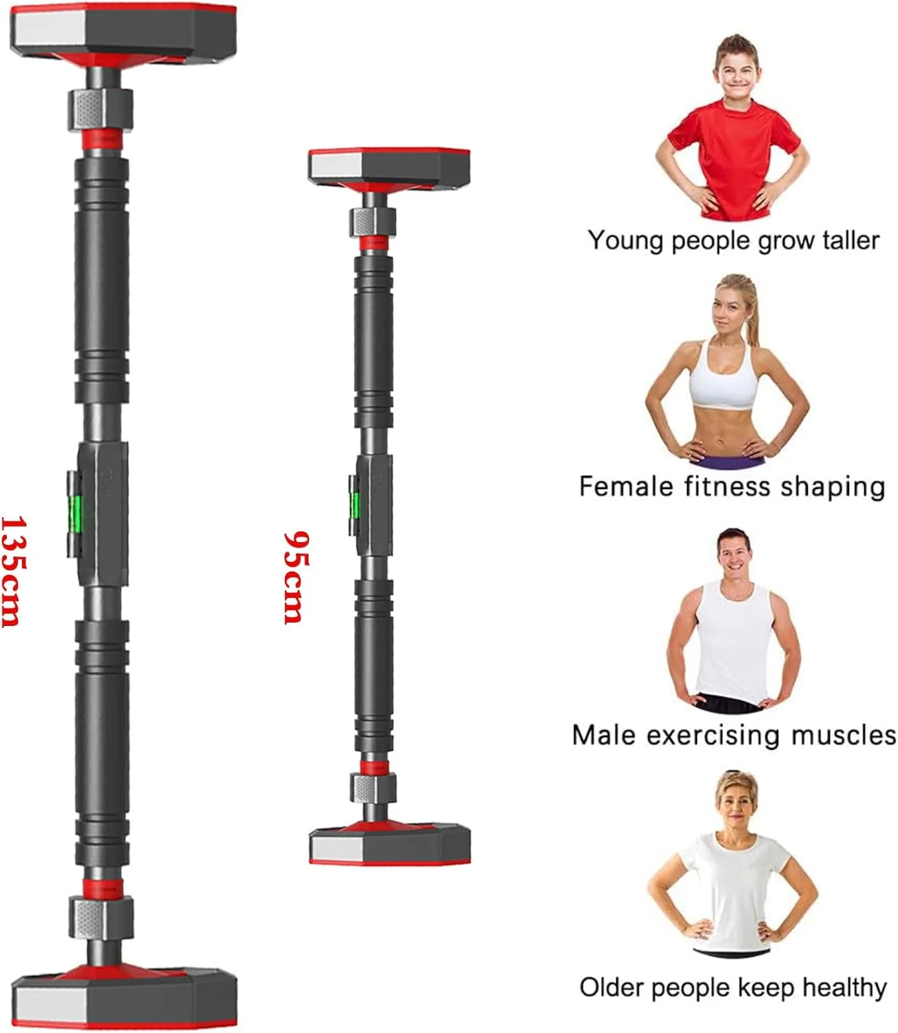 بارفیکس میله ای، میله بارفیکس قابل تنظیم عرض برای درب، میله تمرین بالاتنه با تحمل بار فوق العاده، قفل ایمنی دوگانه و بدون پیچ، تجهیزات تمرین قدرتی تناسب اندام برای باشگاه خانگی، حداکثر بار 408 کیلوگرم