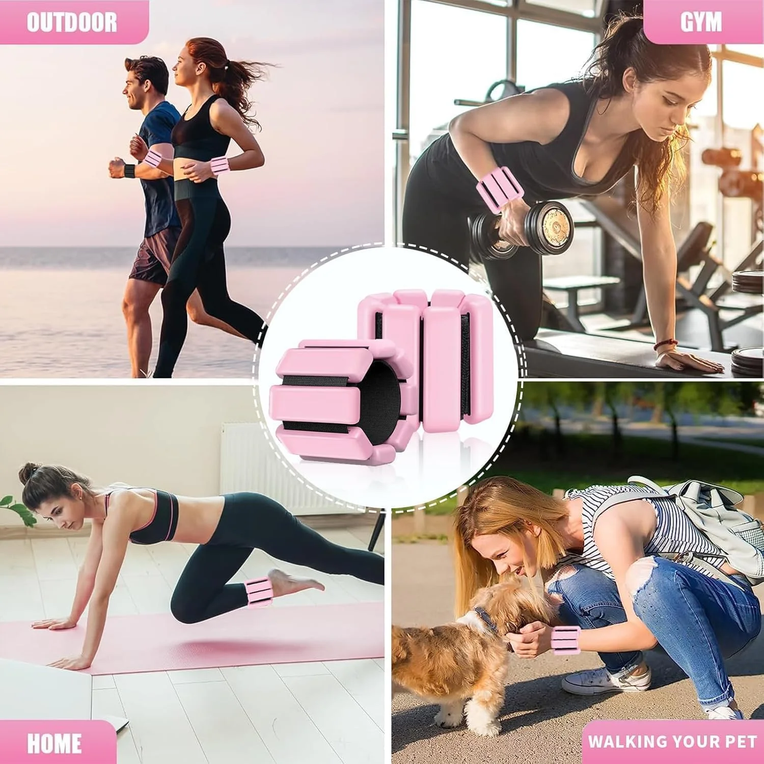 ست حلقه و وزنه مچ دست و مچ پا قابل تنظیم برای پیلاتس، مناسب برای خانم ها و آقایان، ست 2 عددی وزنه بازو و پا (هر کدام 0.5 پوند) برای پیاده روی، یوگا، رقص، بار، باشگاه، ورزش، پیلاتس و دویدن