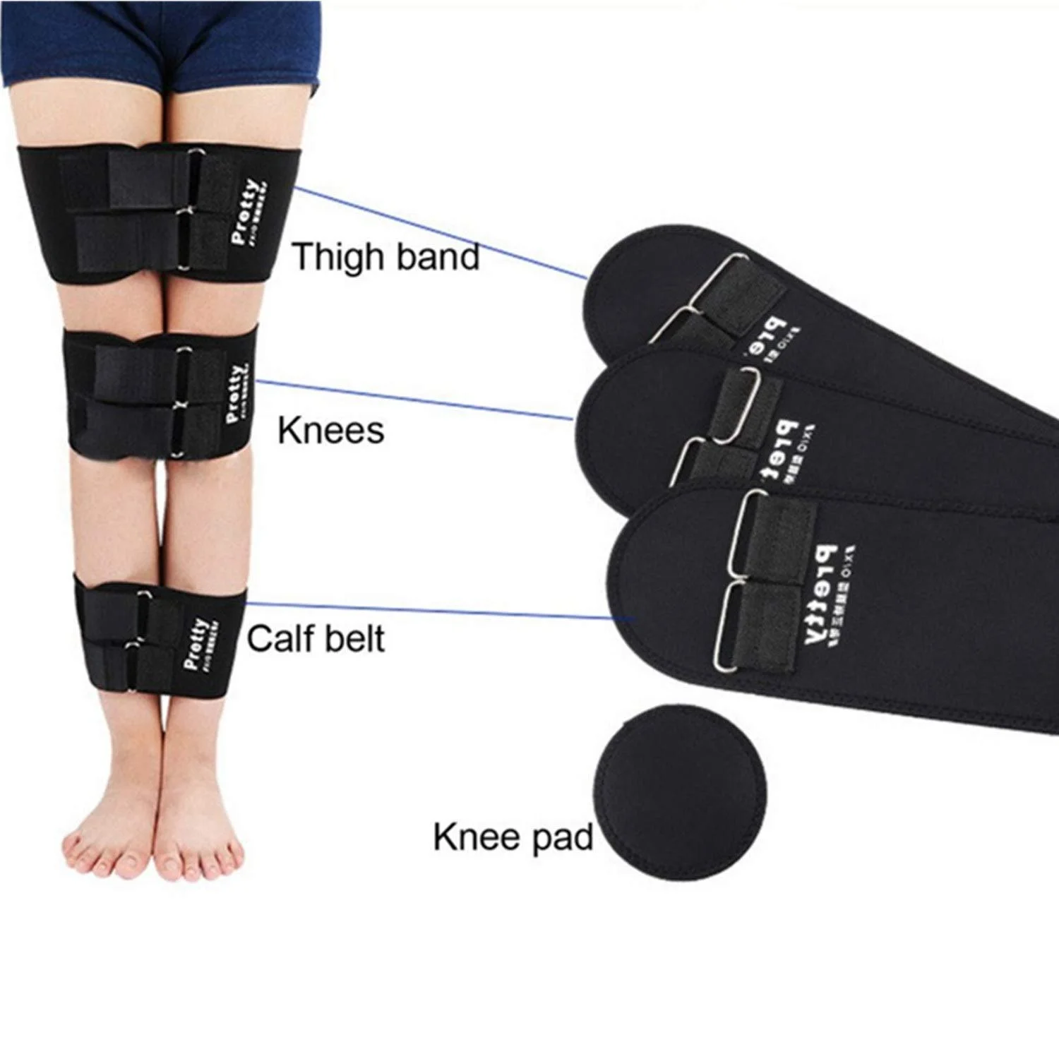 بانداژهای قابل تنظیم برای اصلاح پاهای پرانتزی/ضربدری، کمربند اصلاح کننده پا با جنس بادوام، راحت و تنفس پذیر، نسخه ارتقا یافته، قابل استفاده برای کودک و بزرگسال، 3 تکه/ست 60 کیلوگرم - 80 کیلوگرم (60 کیلوگرم - 80 کیلوگرم)