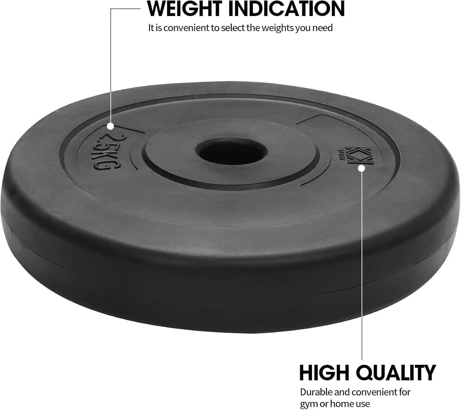 صفحه وزنه لاستیکی 2.5 کیلوگرمی M مناسب دمبل و هالتر قابل تنظیم، سوراخ 30 میلی متری، صفحه وزنه استاندارد برای تمرینات قدرتی و فیتنس - PLT-46 (دو عدد)