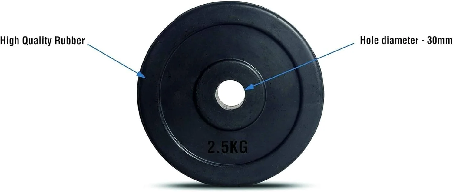 صفحه وزنه لاستیکی 2.5 کیلوگرمی M مناسب دمبل و هالتر قابل تنظیم، سوراخ 30 میلی متری، صفحه وزنه استاندارد برای تمرینات قدرتی و فیتنس - PLT-46 (دو عدد)