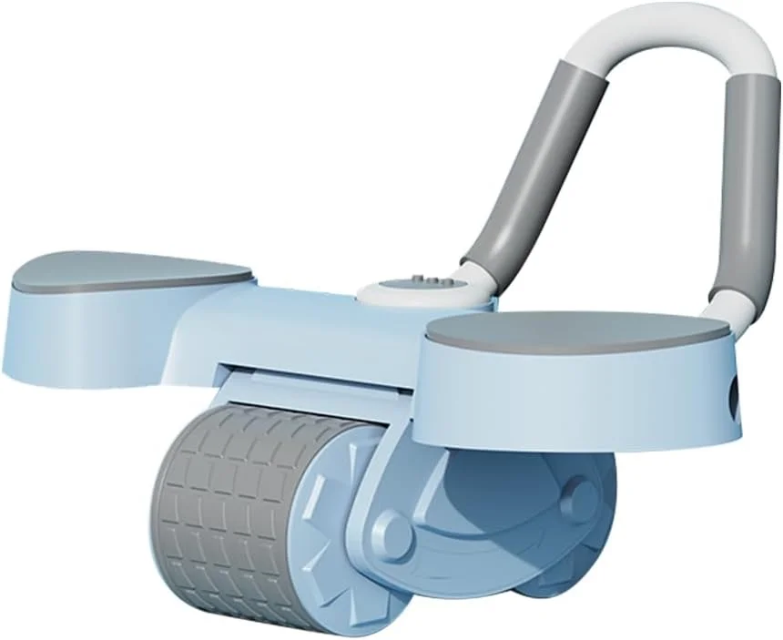 غلتک تمرین شکم با تایمر جدید 2023، غلتک شکم با پشتیبانی آرنج، تجهیزات تمرینات اصلی عضلات شکم، چرخ شکم برگشتی اتوماتیک (آبی)