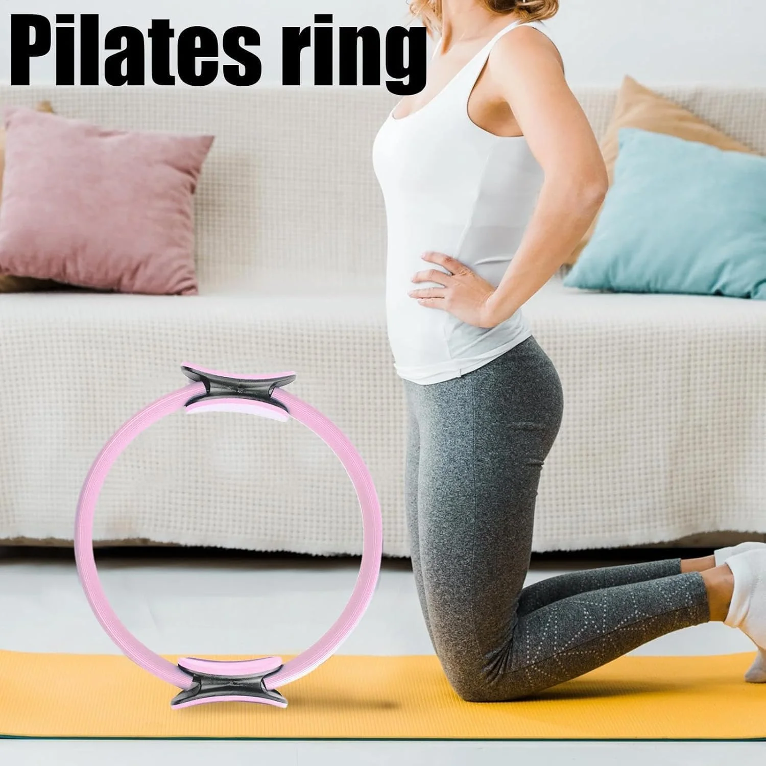 ست ۵ تکه تناسب اندام یوگا شامل کمربند مقاومت، کمربند کششی، توپ ورزشی ۲۵ سانتی متری، حلقه یوگا، تجهیزات پیلاتس برای تقویت عضلات، تجهیزات پیلاتس