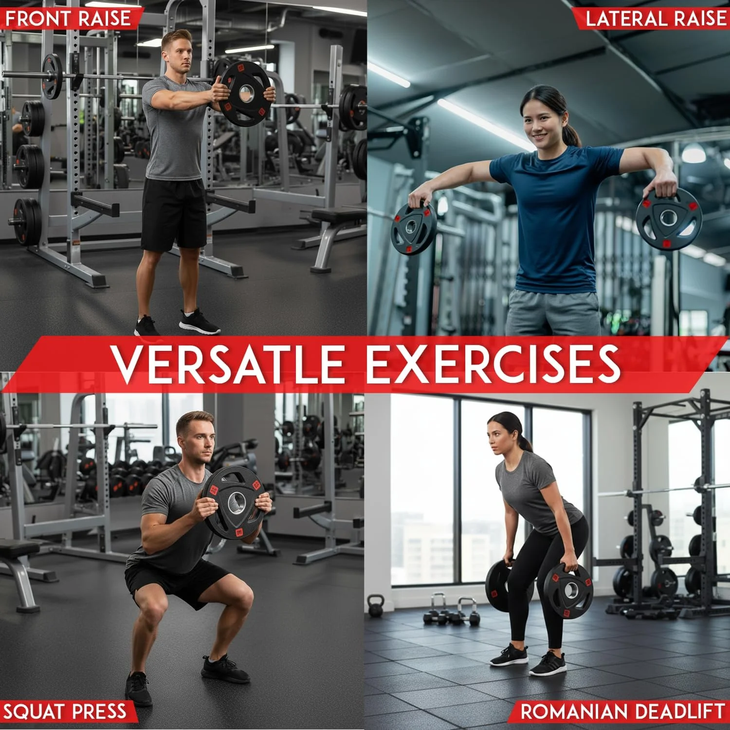 صفحات وزنه لاستیکی المپیک سه دسته 1441 Fitness - تک یا مجموعه، دیسک هالتر برای کراس فیت، تمرینات قدرتی، وزنه برداری در باشگاه، ورزش، صفحات هالتر بادوام