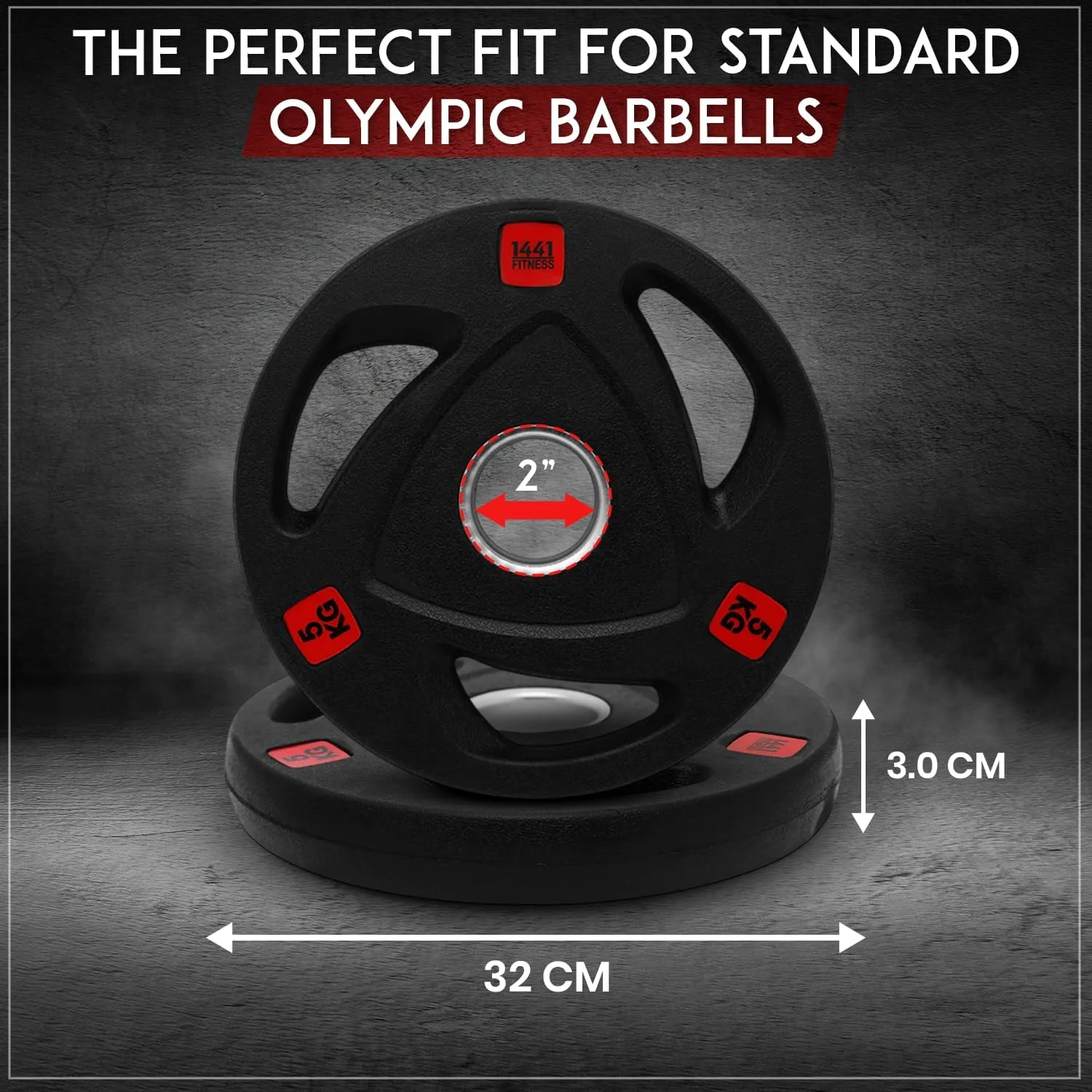 صفحات وزنه لاستیکی المپیک سه دسته 1441 Fitness - تک یا مجموعه، دیسک هالتر برای کراس فیت، تمرینات قدرتی، وزنه برداری در باشگاه، ورزش، صفحات هالتر بادوام