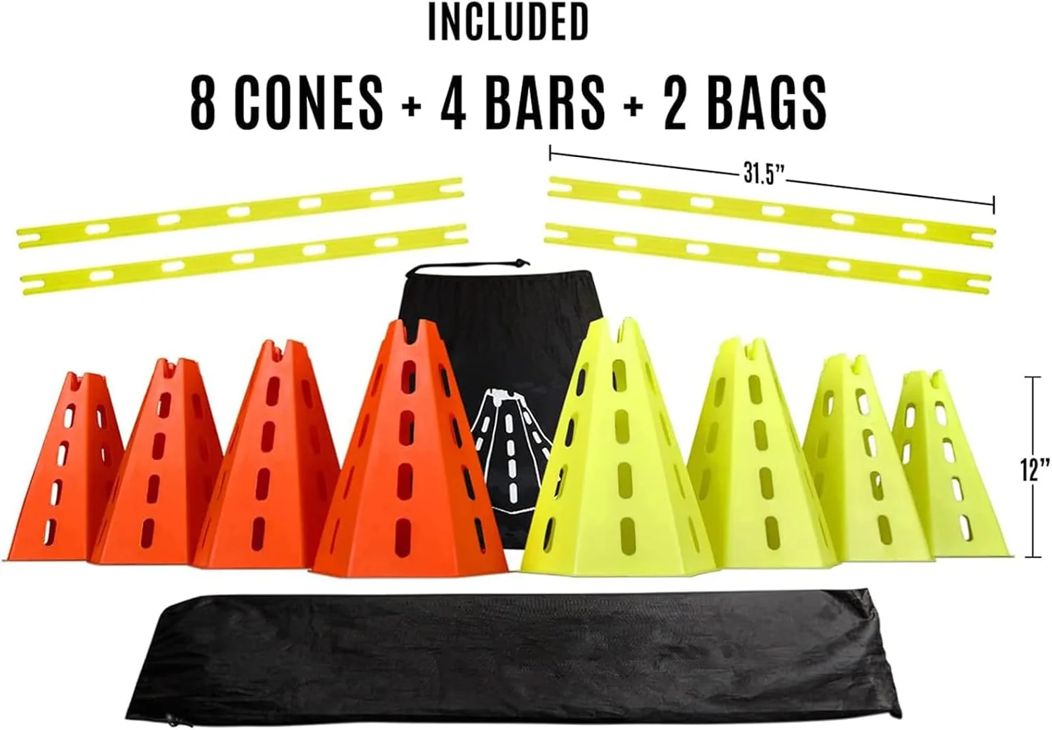 مجموعه موانع و مخروط های چابکی و سرعت THE WHITE SHOP، آموزش موانع چابکی سگ، بازی های فضای باز حیوانات خانگی، تجهیزات آموزش چابکی به همراه کیف حمل