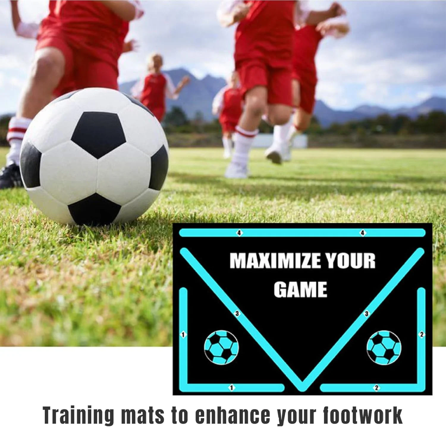 مت تمرین فوتبال KASTWAVE، مت تمرین گام فوتبال، وسایل کمکی بی صدای دریبل مربی فوتبال، تجهیزات تمرین چابکی فوتبال قابل حمل (60x90 سانتی متر)