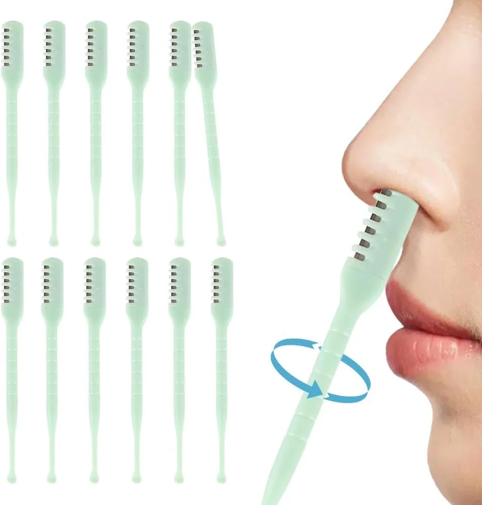 ابزار اصلاح موی بینی 2 در 1، تیغ دو طرفه ارتقا یافته، ابزار حذف موی سوراخ بینی با چرخش 360 درجه، ابزار اصلاح موی بینی به همراه گوش پاک کن، مناسب برای آقایان و بانوان (12 عدد)