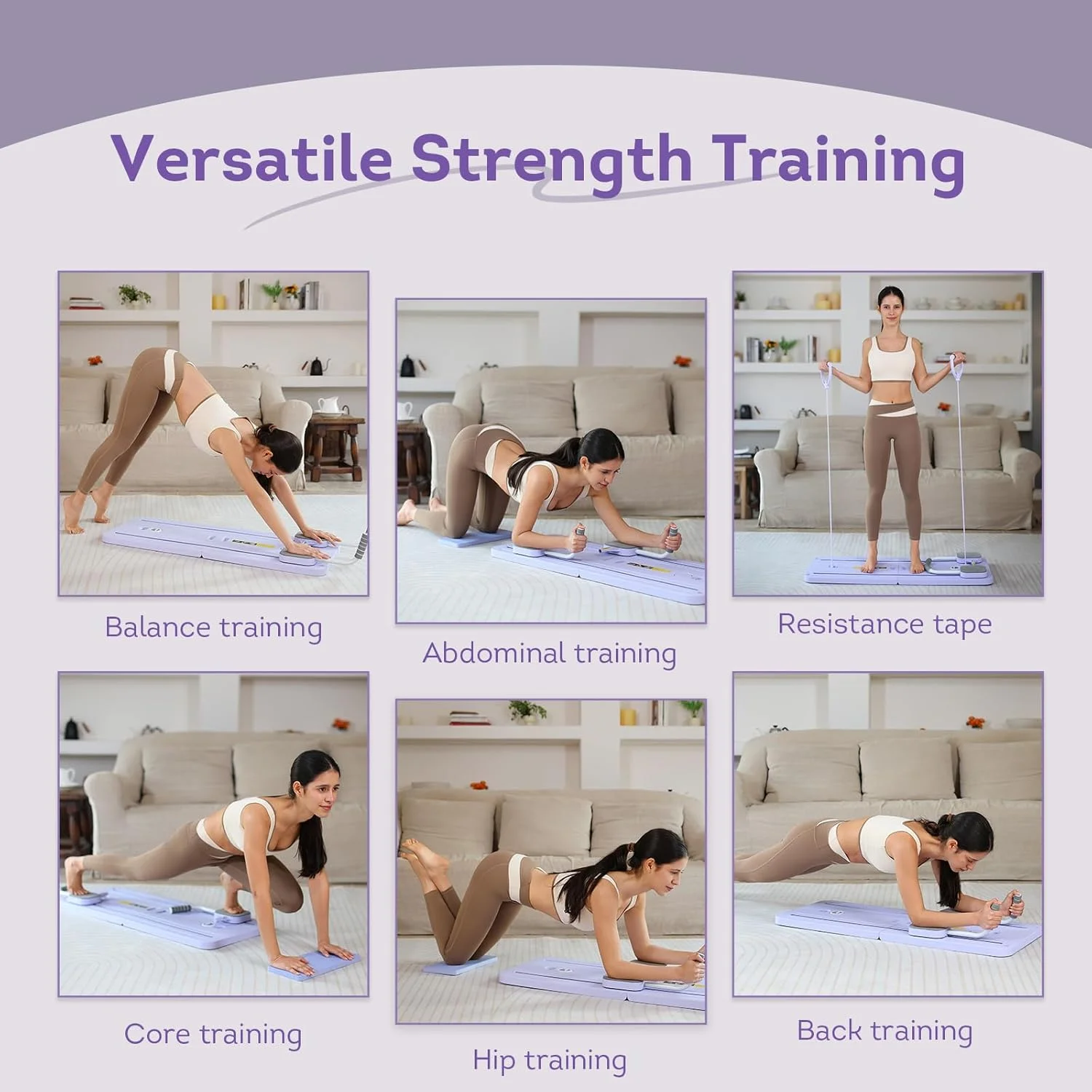 دستگاه پیلاتس ریفرمر ارتقا یافته GDSHGS برای خانه، تخته شکم چند منظوره، تخته تمرین غلتکی شکم با برگشت اتوماتیک، تجهیزات تمرین کل بدن