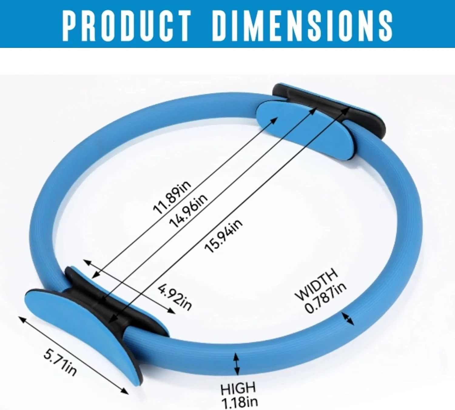 حلقه پیلاتس YelaJoy - حلقه جادویی یوگا 15 اینچی با دستگیره های دوگانه برای تقویت کل بدن، تمرینات هسته و ران، تمرینات مت و ریفرمر
