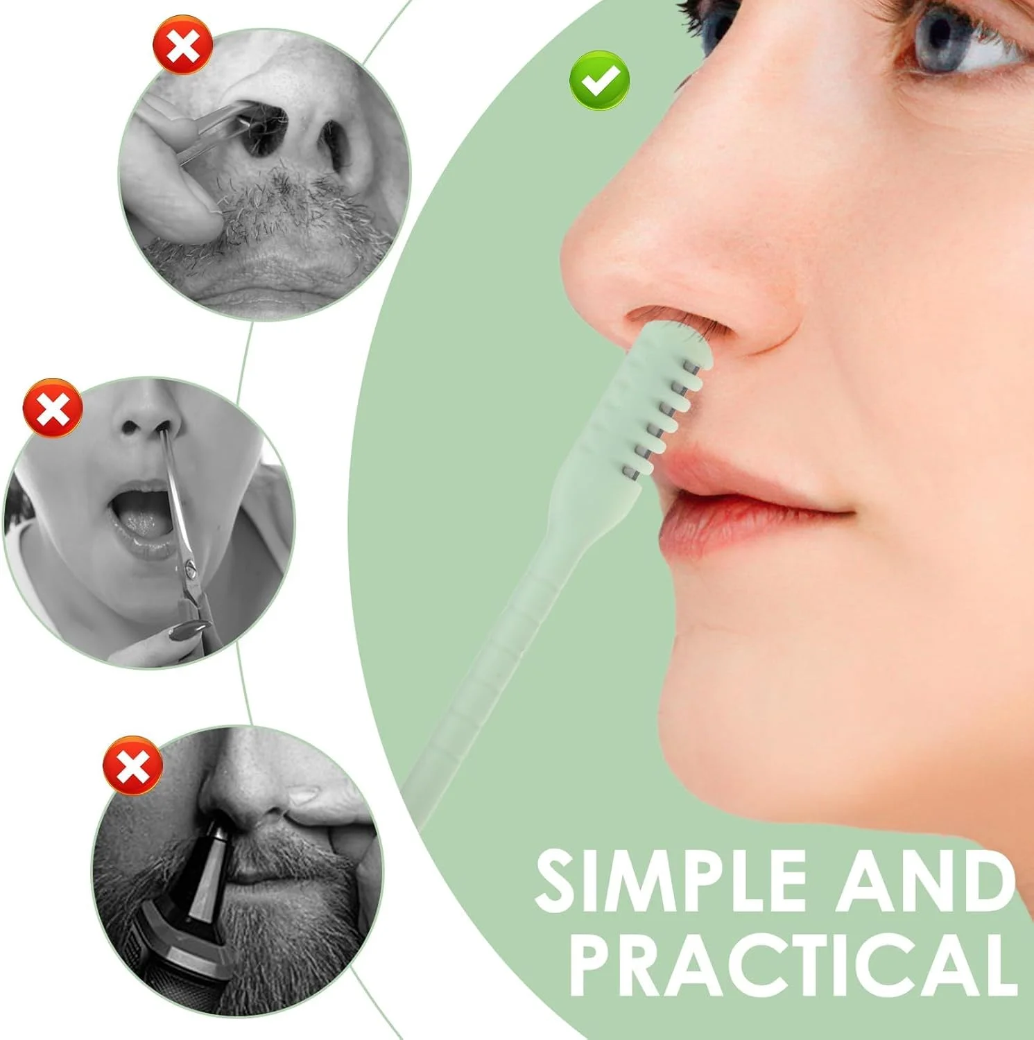ابزار اصلاح موی بینی 2 در 1، تیغ دو طرفه ارتقا یافته، ابزار حذف موی سوراخ بینی با چرخش 360 درجه، ابزار اصلاح موی بینی به همراه گوش پاک کن، مناسب برای آقایان و بانوان (12 عدد)
