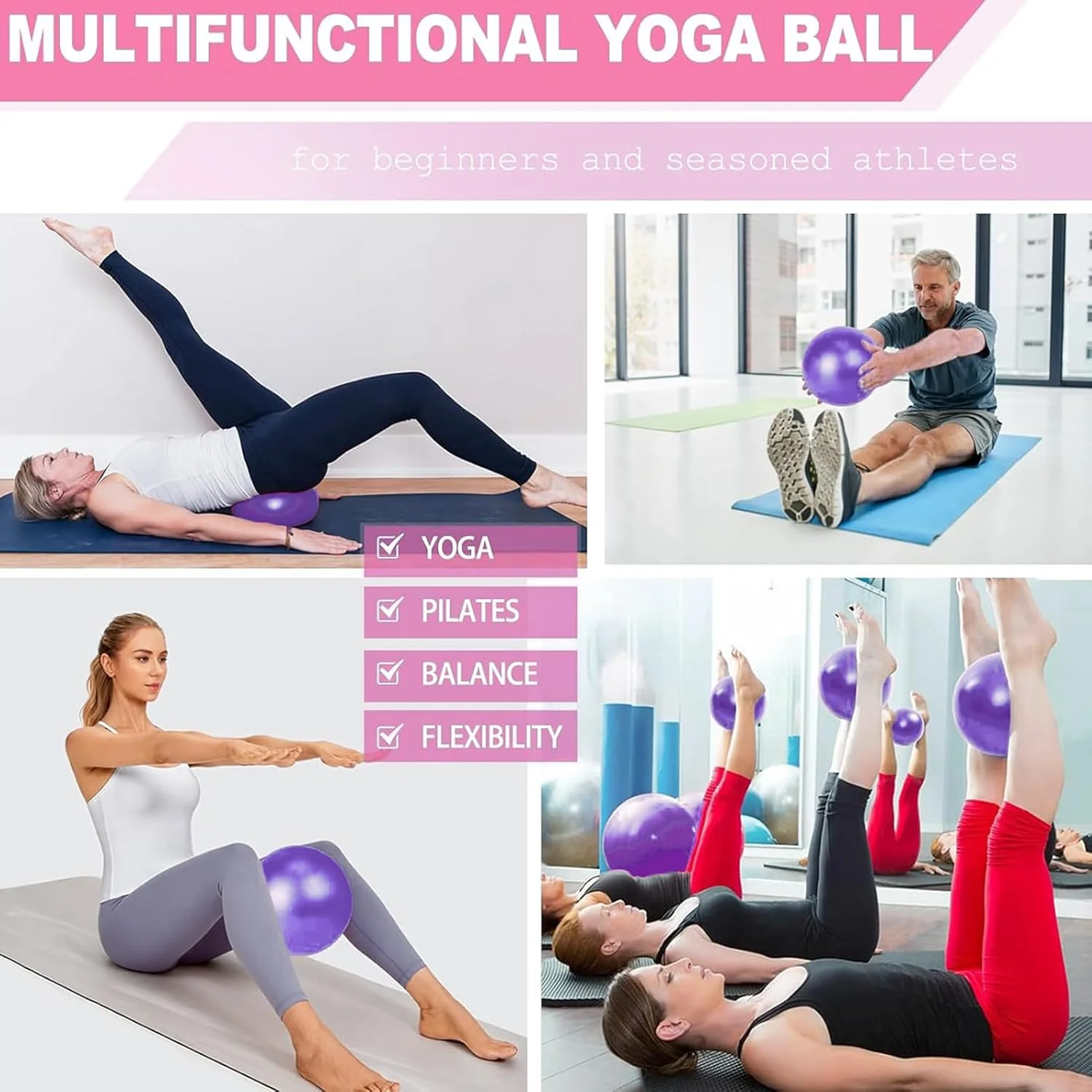 ست حلقه و توپ پیلاتس SOOFAM شامل ۱۱ قطعه، حلقه پیلاتس، تجهیزات پیلاتس برای تمرینات خانگی، شامل توپ پیلاتس، حلقه یوگا و کش های مقاومتی برای زنان، هدیه ست حلقه و توپ پیلاتس ست حلقه و توپ پیلاتس SOOFAM شامل ۱۱ قطعه، حلقه پیلاتس، تجهیزات پیلاتس برای تمرینات خانگی، شامل توپ پیلاتس، حلقه یوگا و کش های مقاومتی برای زنان، هدیه ست حلقه و توپ پیلاتس