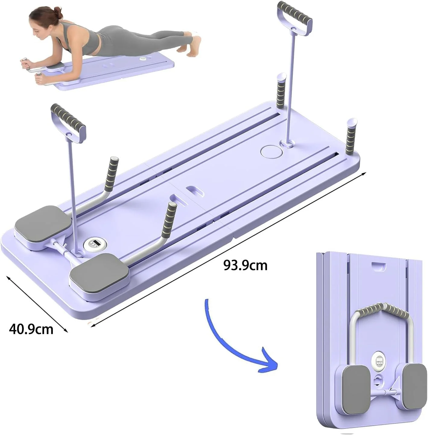 تخته شکم پیلاتس چند منظوره STAYOUNG - تخته تمرین ورزشی، تجهیزات ورزشی تاشو خانگی برای تمرینات قدرتی و تقویت عضلات مرکزی، مناسب برای تناسب اندام و کاهش وزن (بنفش)