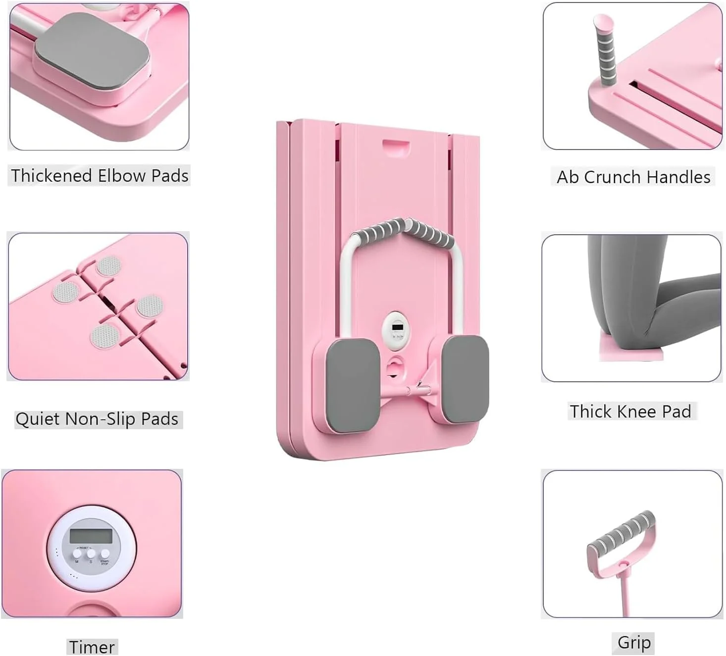 تخته شکم پیلاتس چند منظوره STAYOUNG - تخته ورزشی، تجهیزات ورزشی تاشو خانگی برای تمرینات قدرتی و تقویت عضلات مرکزی، مناسب برای تناسب اندام و کاهش وزن (صورتی)