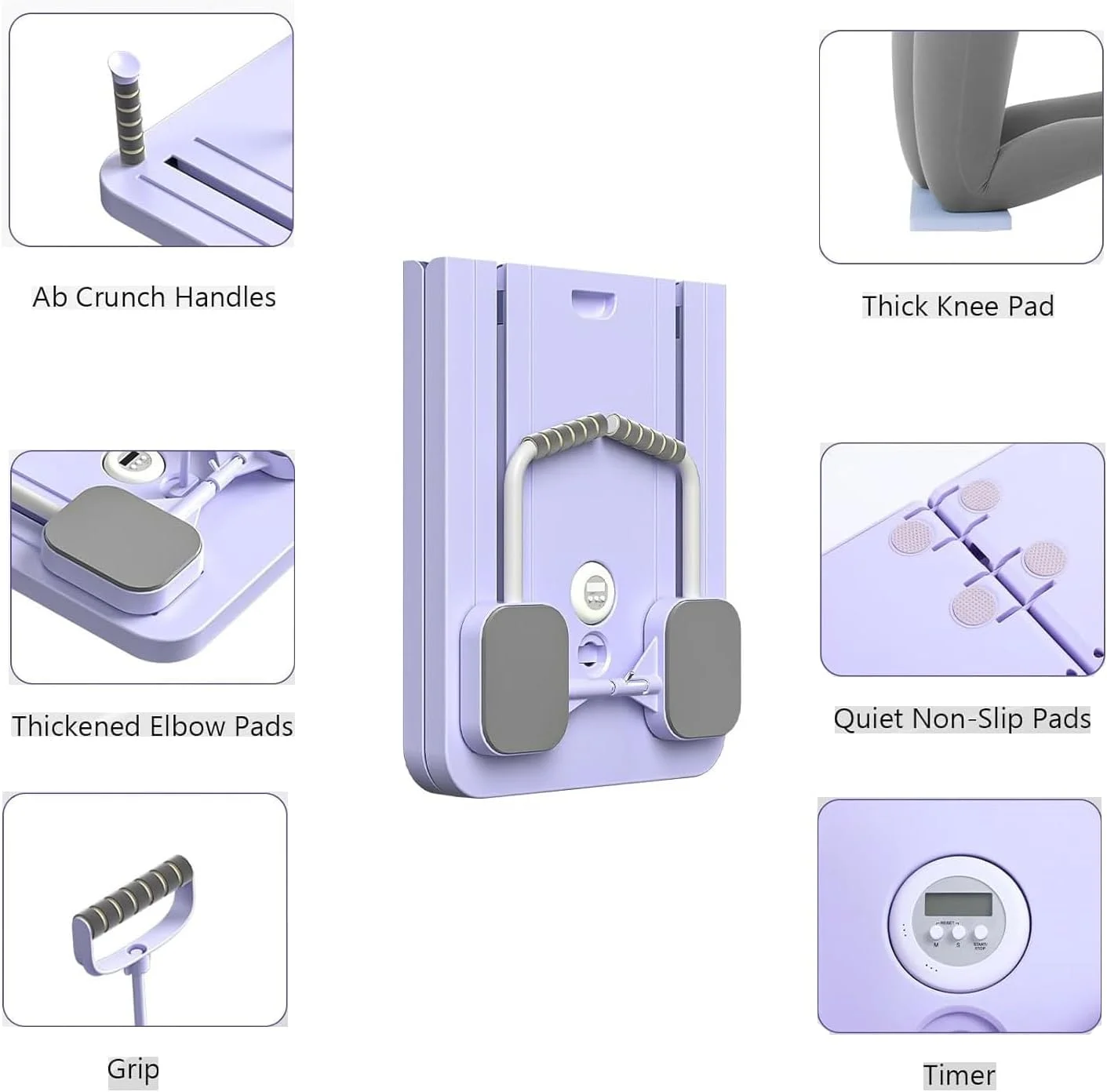 تخته شکم پیلاتس چند منظوره STAYOUNG - تخته تمرین ورزشی، تجهیزات ورزشی تاشو خانگی برای تمرینات قدرتی و تقویت عضلات مرکزی، مناسب برای تناسب اندام و کاهش وزن (بنفش)