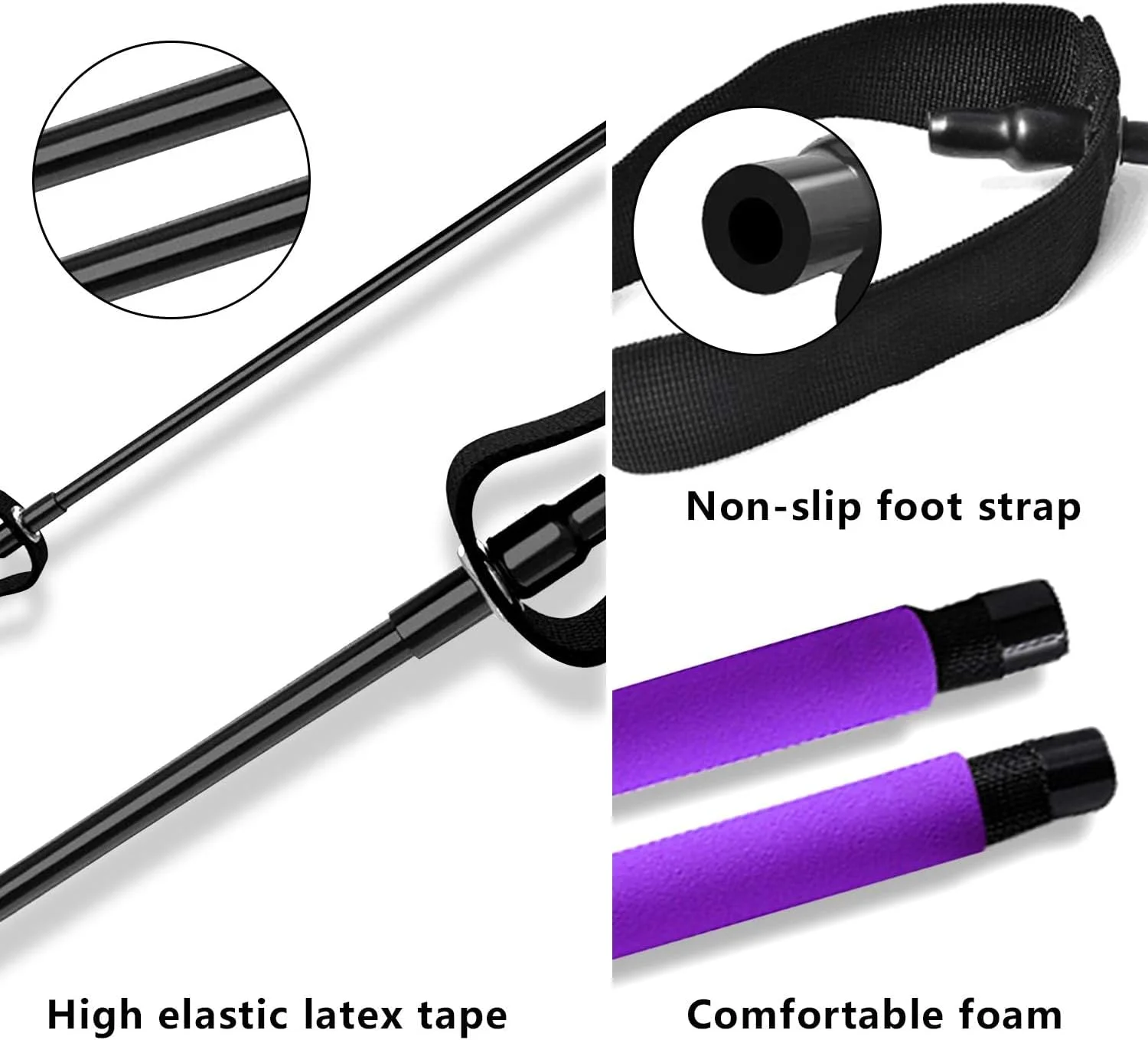 کیت میله پیلاتس با کش مقاومتی، میله ورزشی قابل حمل با حلقه پا برای یوگا، کشش، فرم دهی، چرخش، میله دراز و نشست، کش مقاومتی، ورزش بدنسازی خانگی برای زنان و مردان کیت میله پیلاتس با کش مقاومتی، میله ورزشی قابل حمل با حلقه پا برای یوگا، کشش، فرم دهی، چرخش، میله دراز و نشست، کش مقاومتی، ورزش بدنسازی خانگی برای زنان و مردان