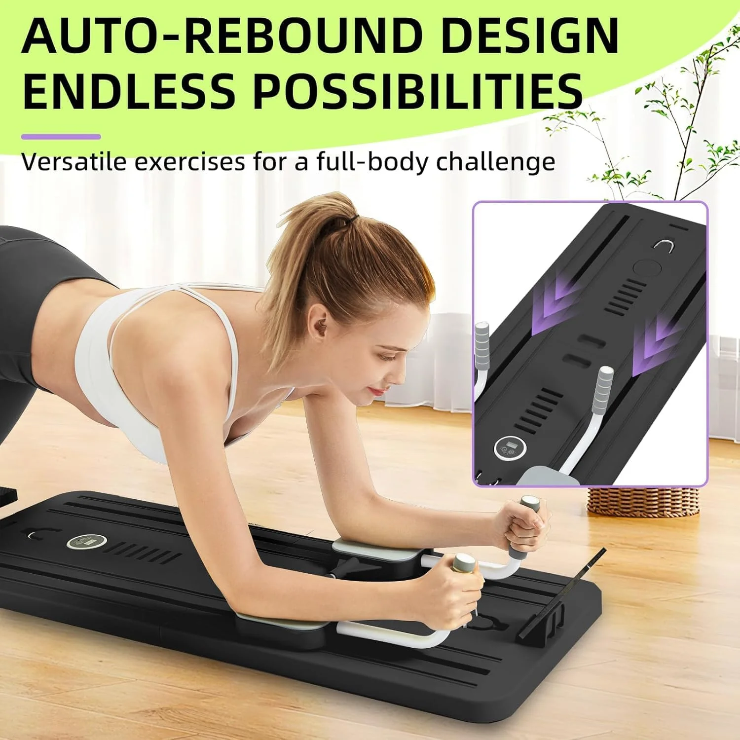 دستگاه پیلاتس قابل حمل برای باشگاه خانگی - تخته پیلاتس با قابلیت برگشت خودکار به همراه تمرین دهنده عضلات شکم و تمرین کل بدن | تجهیزات پیلاتس حرفه ای برای آقایان/بانوان