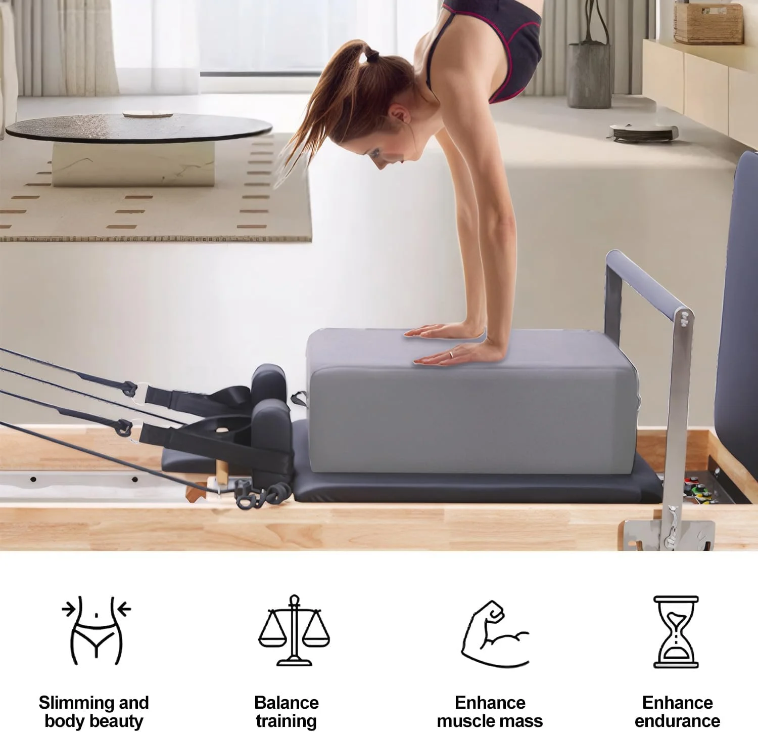 جعبه ریفرمر پیلاتس PeiQi، جعبه لوازم جانبی پیلاتس، تجهیزات پیلاتس برای تمرینات کششی تعادلی تناسب اندام، قابل استفاده به صورت مستقل