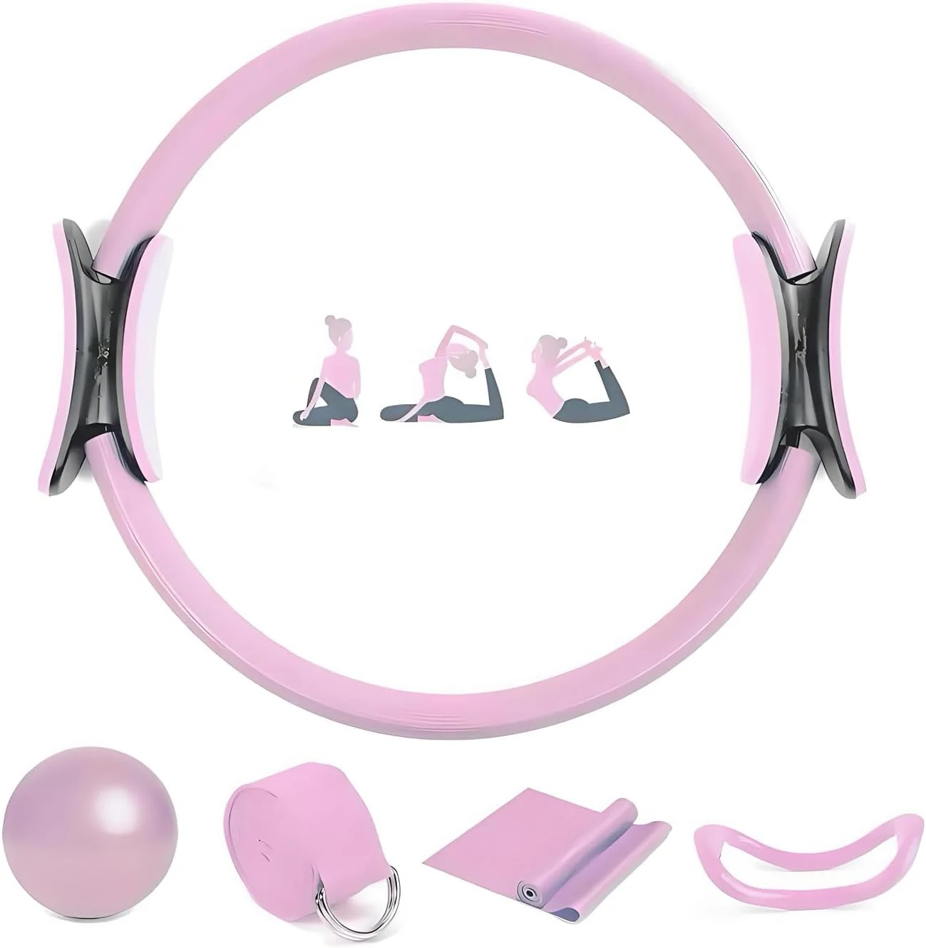 ست لوازم ضروری پیلاتس 5 تکه برای بانوان، ست تجهیزات تمرینات خانگی با توپ 25 سانتیمتری، حلقه جادویی، لوازم جانبی، مناسب برای مبتدیان برای فرم دهی و تناسب اندام ست لوازم ضروری پیلاتس 5 تکه برای بانوان، ست تجهیزات تمرینات خانگی با توپ 25 سانتیمتری، حلقه جادویی، لوازم جانبی، مناسب برای مبتدیان برای فرم دهی و تناسب اندام