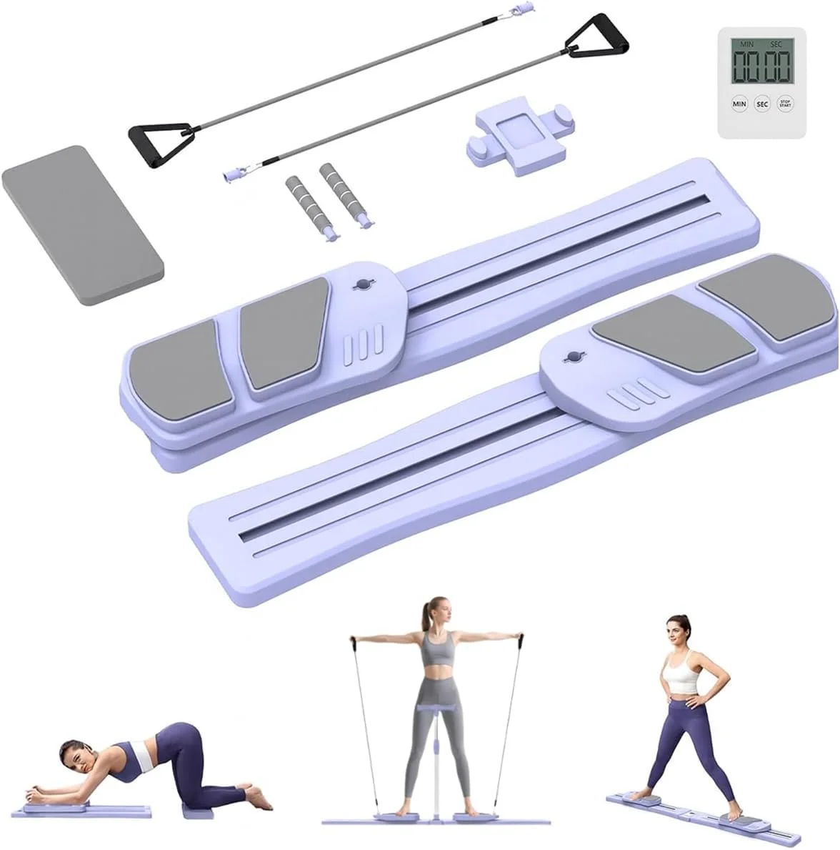 تخته پیلاتس برای تمرینات خانگی - ست اصلاح کننده پیلاتس قابل حمل 7 در 1 ارتقا یافته، تمرین دهنده عضلات شکم چند منظوره با نوارهای مقاومتی و تایمر LED، تخته پیلاتس برای تمرینات کل بدن بانوان تخته پیلاتس برای تمرینات خانگی - ست اصلاح کننده پیلاتس قابل حمل 7 در 1 ارتقا یافته، تمرین دهنده عضلات شکم چند منظوره با نوارهای مقاومتی و تایمر LED، تخته پیلاتس برای تمرینات کل بدن بانوان