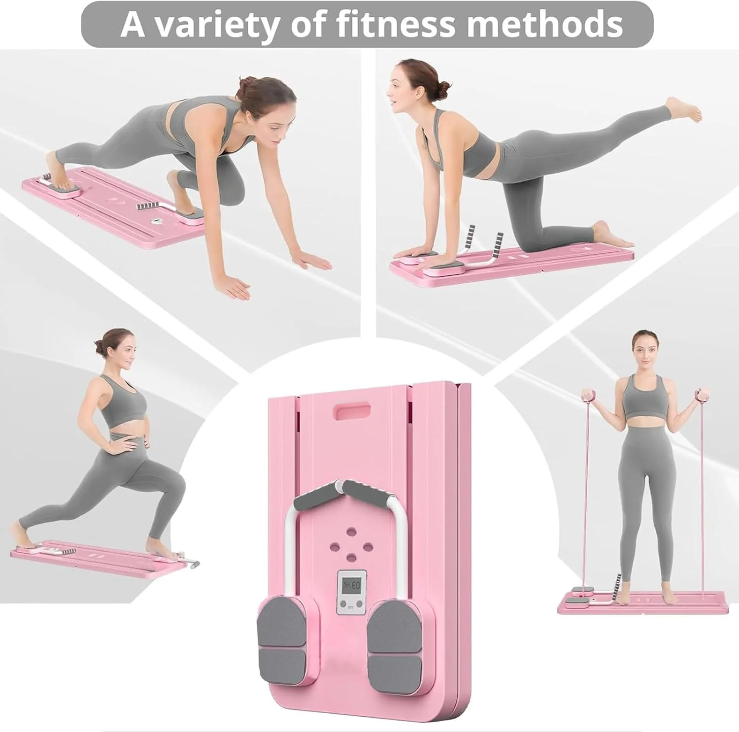 ست ریفرمر پیلاتس، تخته ریفرمر پیلاتس تاشو چند منظوره، تجهیزات پیلاتس با مقاومت بالا، تخته تناسب اندام قابل حمل برای خانه، زنان و مردان