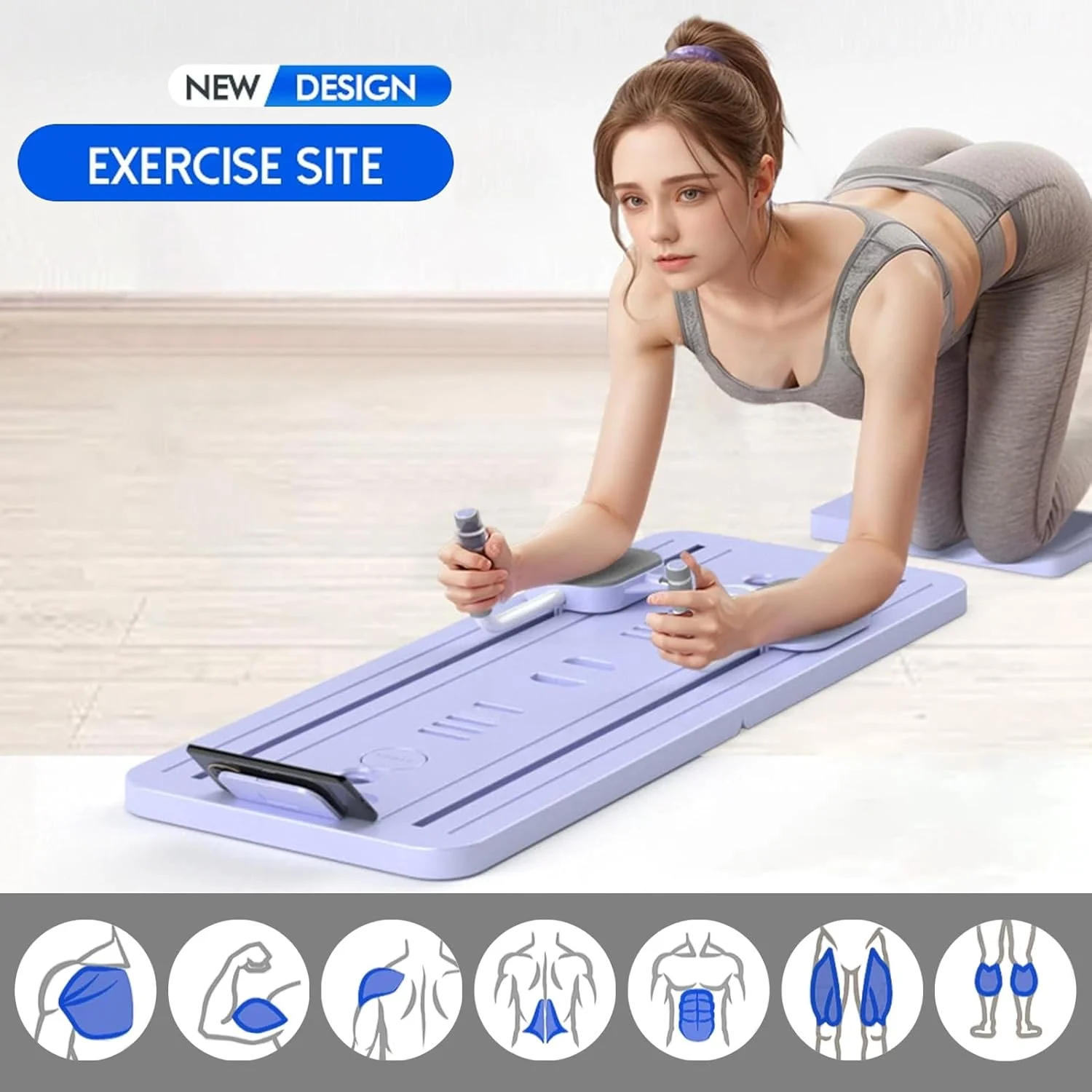تخته تمرینات چندمنظوره پیلاتس تاشو، تخته شکم، ست ریفرمر پیلاتس، تجهیزات پیلاتس با استحکام بالا، تخته تناسب اندام قابل حمل برای خانه، زنان و مردان