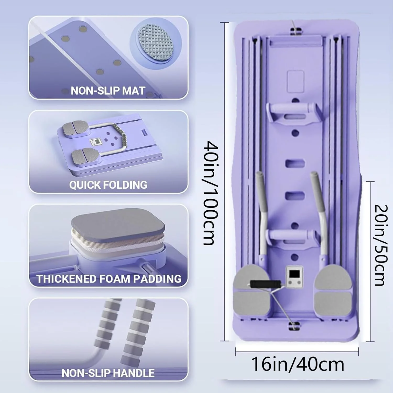 ست ریفرمر پیلاتس، تخته ریفرمر پیلاتس تاشو چند منظوره، تجهیزات پیلاتس با مقاومت بالا، تخته تناسب اندام قابل حمل برای خانه، زنان و مردان