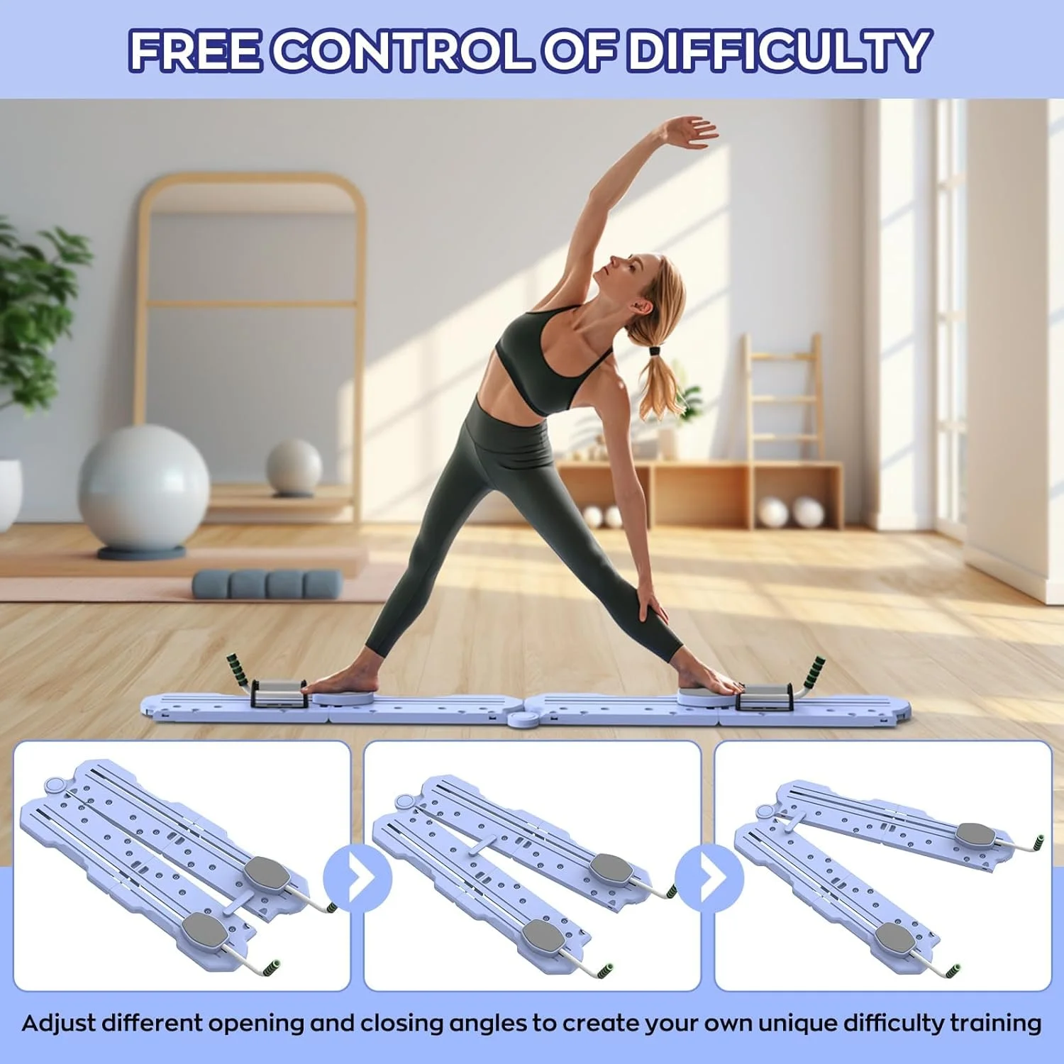 دستگاه پیلاتس تاشو با غلتک شکم، تخته تمرین چند منظوره قابل حمل برای کل بدن، تجهیزات ورزشی خانگی جمع و جور برای پیلاتس، مجموعه تمرینات قدرتی هسته بدن با لوازم جانبی