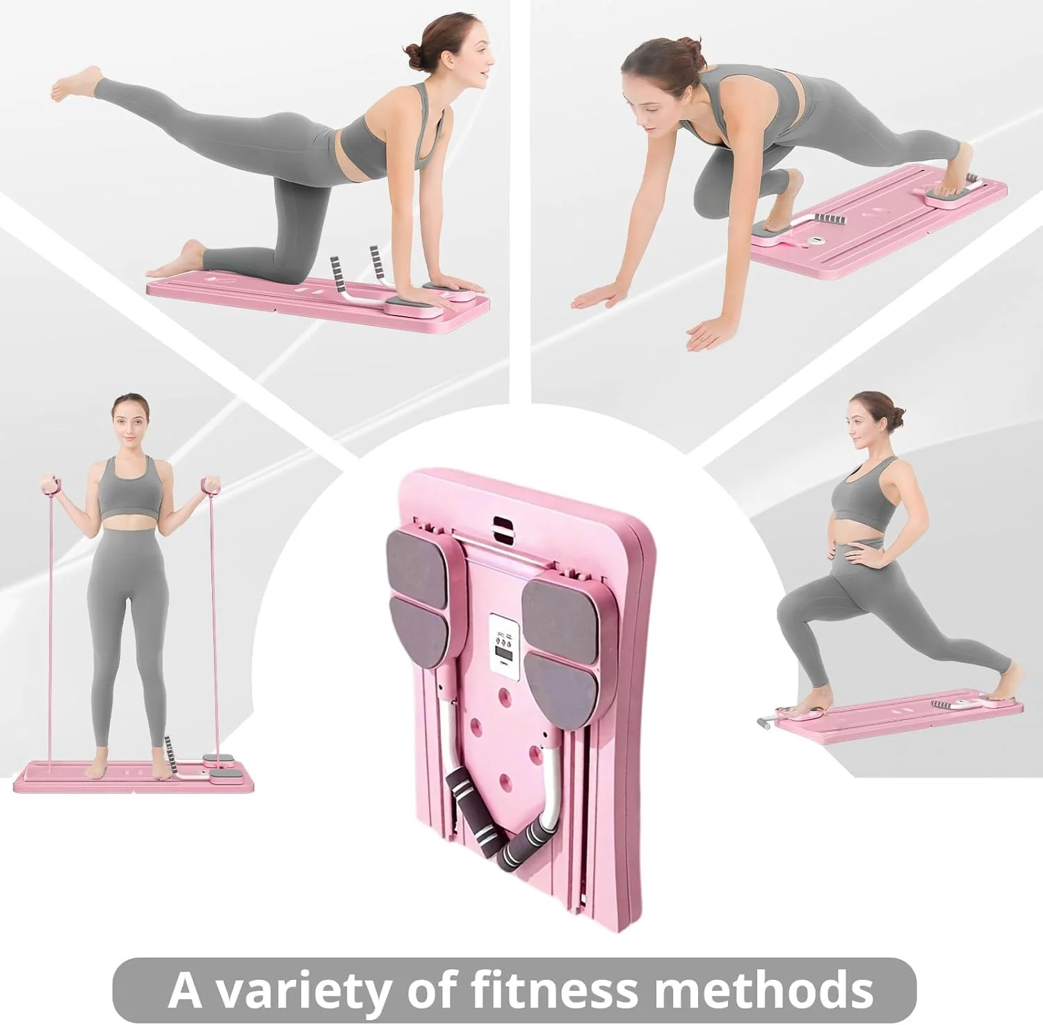 تخته پیلاتس 4 در 1 AccLoo، ست اصلاح کننده پیلاتس برای خانه، تخته شکم چند منظوره، تخته اصلاح کننده پیلاتس تاشو چند منظوره، تجهیزات تمرین هسته بدن، صورتی تخته پیلاتس 4 در 1 AccLoo، ست اصلاح کننده پیلاتس برای خانه، تخته شکم چند منظوره، تخته اصلاح کننده پیلاتس تاشو چند منظوره، تجهیزات تمرین هسته بدن، صورتی