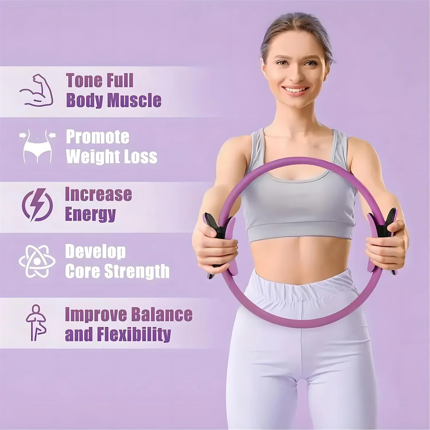 حلقه پیلاتس، حلقه تناسب اندام، حلقه یوگا، تقویت کننده ران، حلقه های ورزشی پیلاتس برای زنان، تجهیزات تناسب اندام حلقه پیلاتس، تمرین ران، قطر داخلی 36 سانتی متر، تجهیزات پیلاتس خانگی