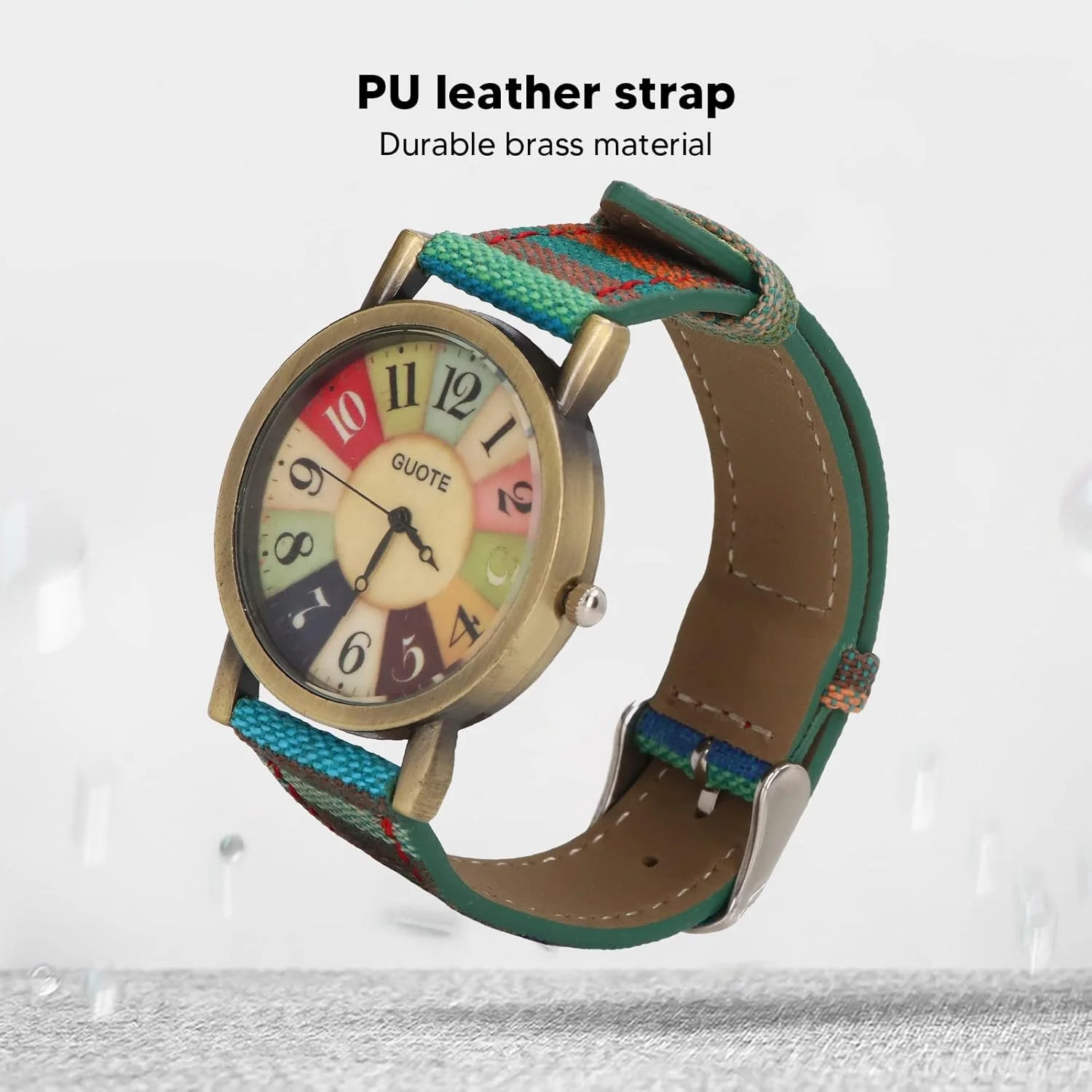 ساعت بوهو، ساعت چند رنگ به سبک بوهمی دکمه چرمی برنجی PU ساعت زنانه بوهمی برای هدیه جشن تولد