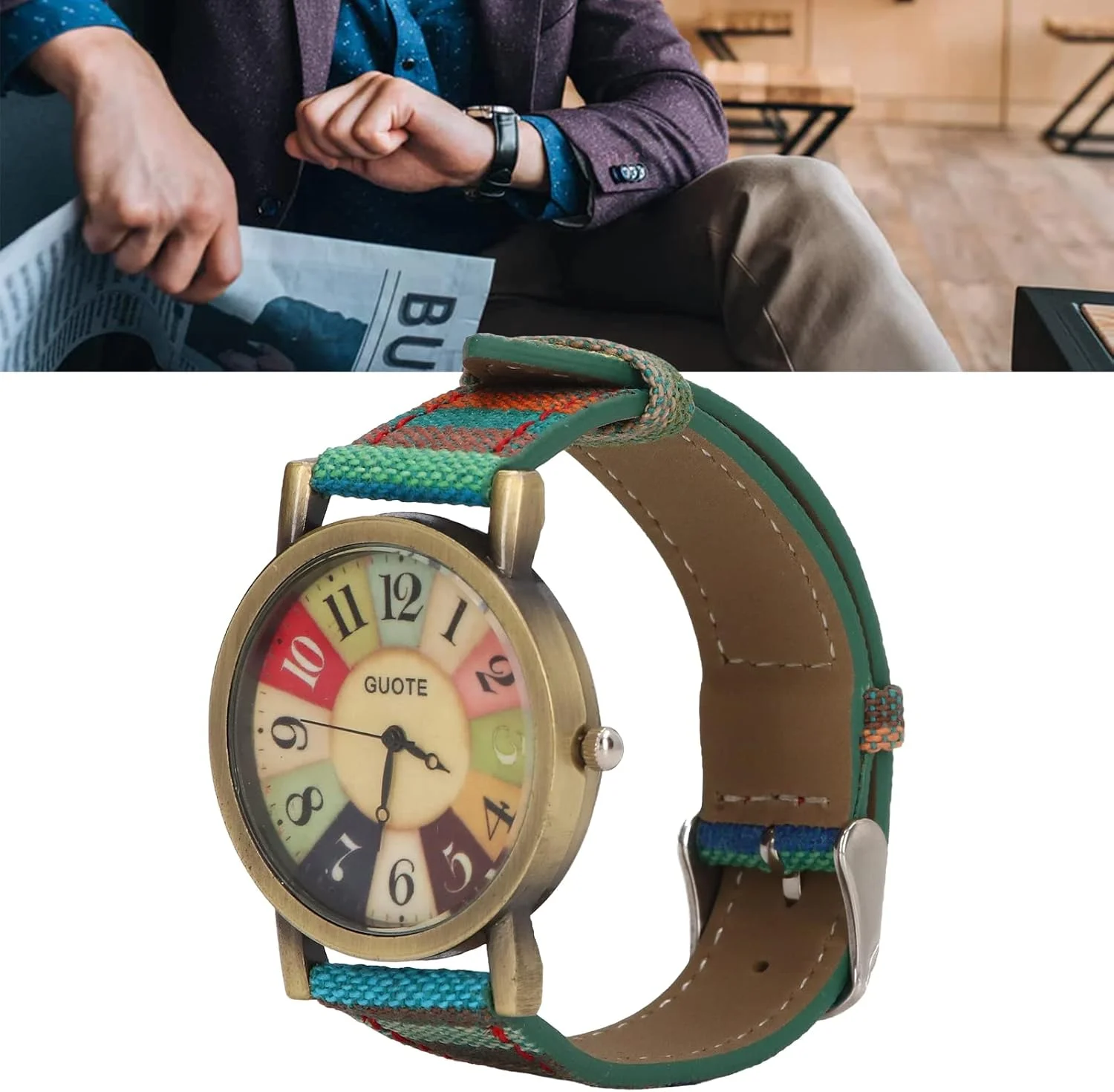 ساعت بوهو، ساعت چند رنگ به سبک بوهمی دکمه چرمی برنجی PU ساعت زنانه بوهمی برای هدیه جشن تولد