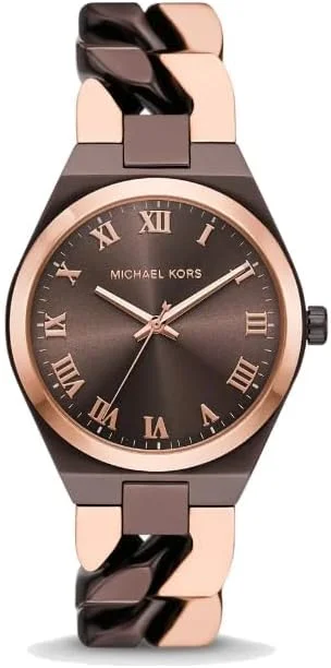 ساعت مچی زنانه مایکل کورس Lennox، بدنه استیل ضد زنگ، قطر صفحه 37 میلی متر، شکلاتی/رزگلد