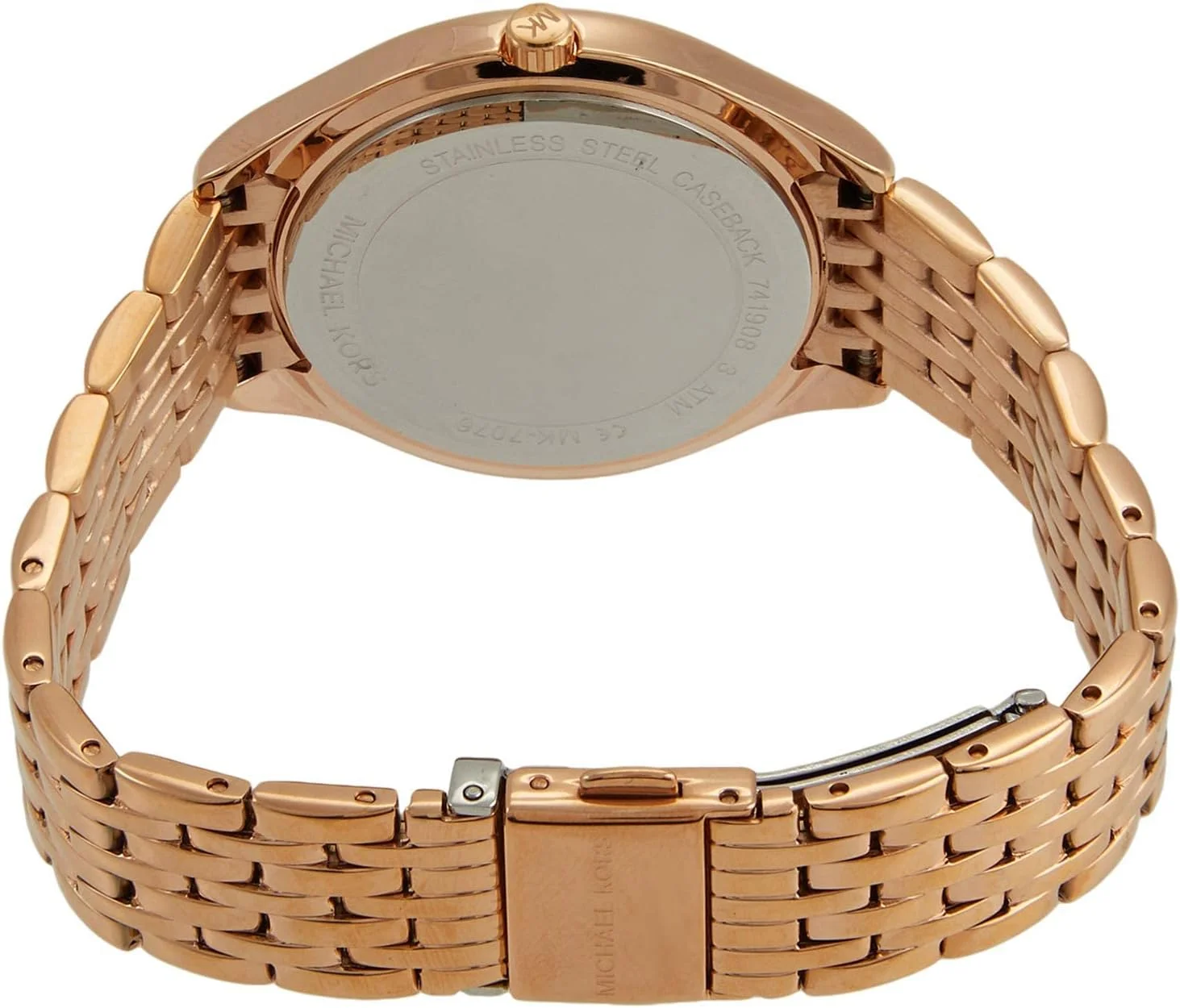 ساعت مچی آنالوگ زنانه مایکل کورس مدل 7076 با صفحه گرد و نگین‌کاری شده - رزگلد