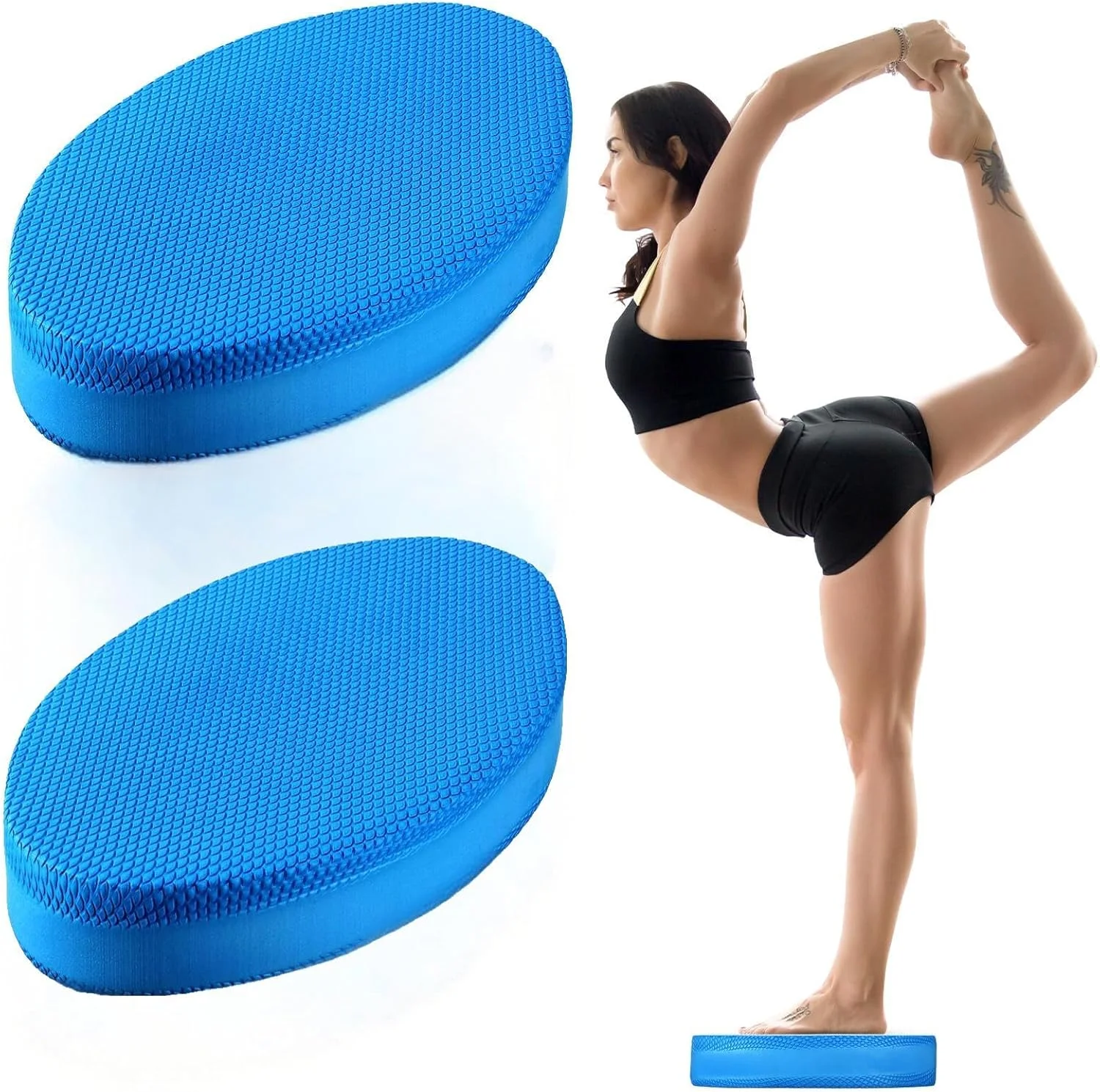 دو عدد پد تعادلی فومی برای تمرین، فیزیوتراپی و یوگا - مت تعادلی TPE ضد لغزش برای تقویت هسته بدن و توانبخشی - بالشتک نرم تمرین ثبات برای مچ پا، زانو و پشتیبانی از مفاصل